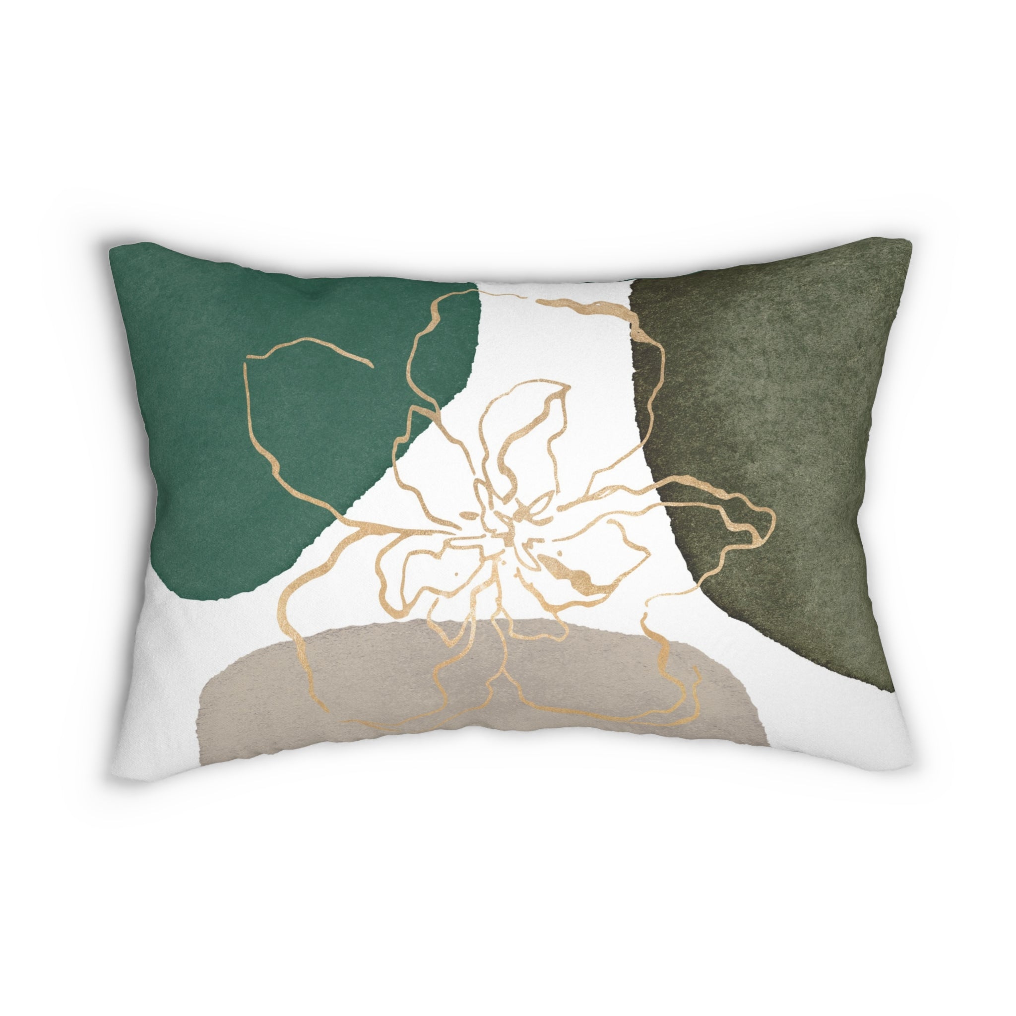 Abstract Lumbar Pillow | White Sage Green Beige Watercolor