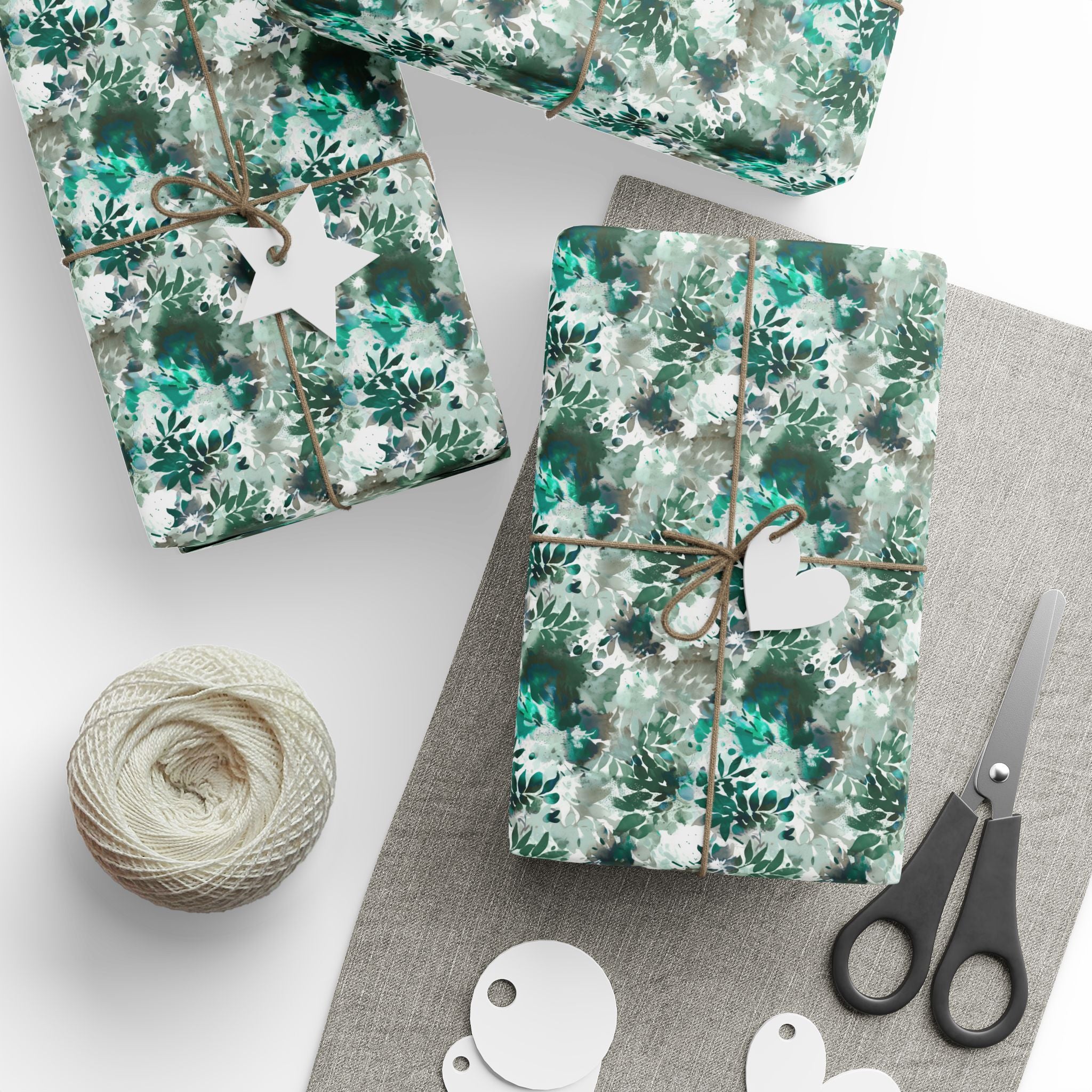 Abstract Leaves Wrapping Paper | Emerald Green Floral Gift Wrap for the Holidays, Birthdays