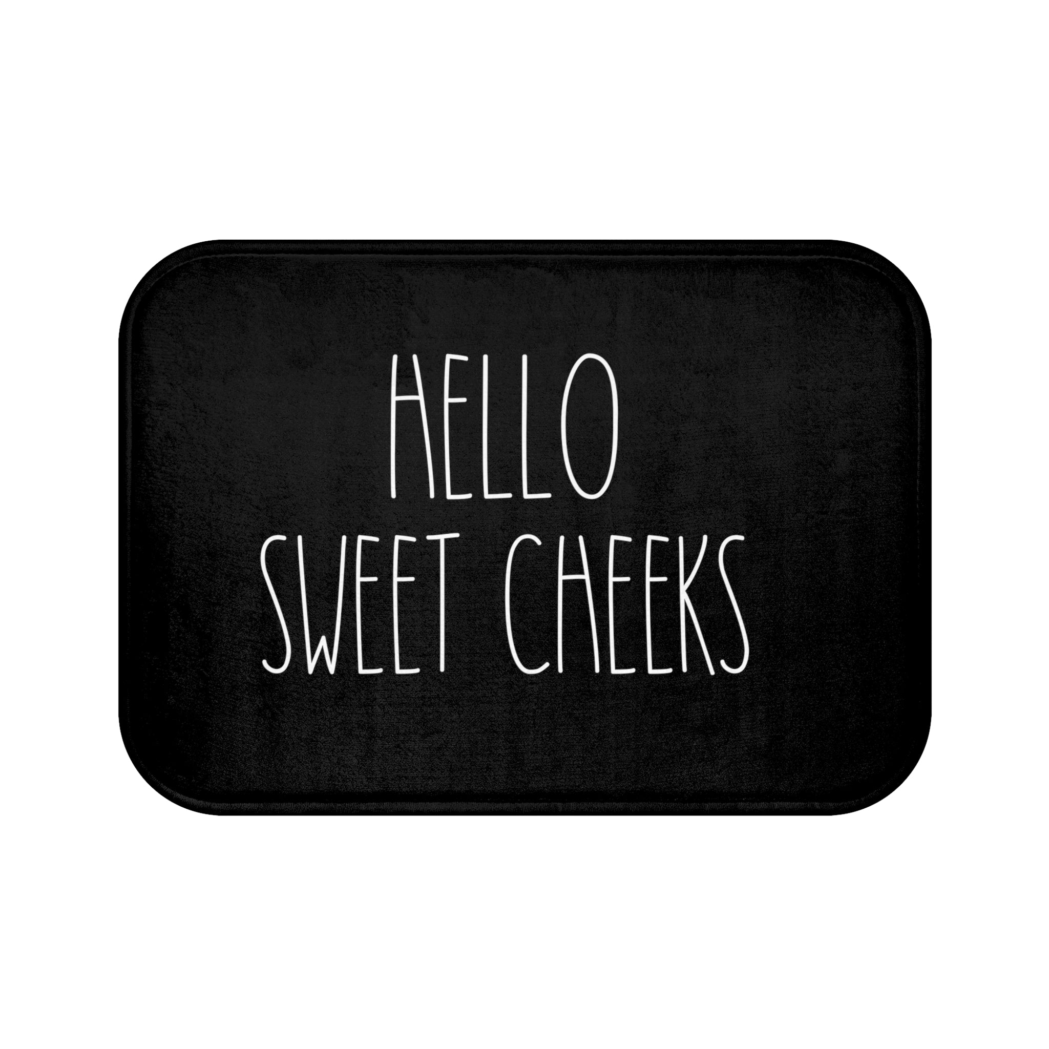 Black Bath Mat | Hello Sweet Cheeks Cute Bath Rug