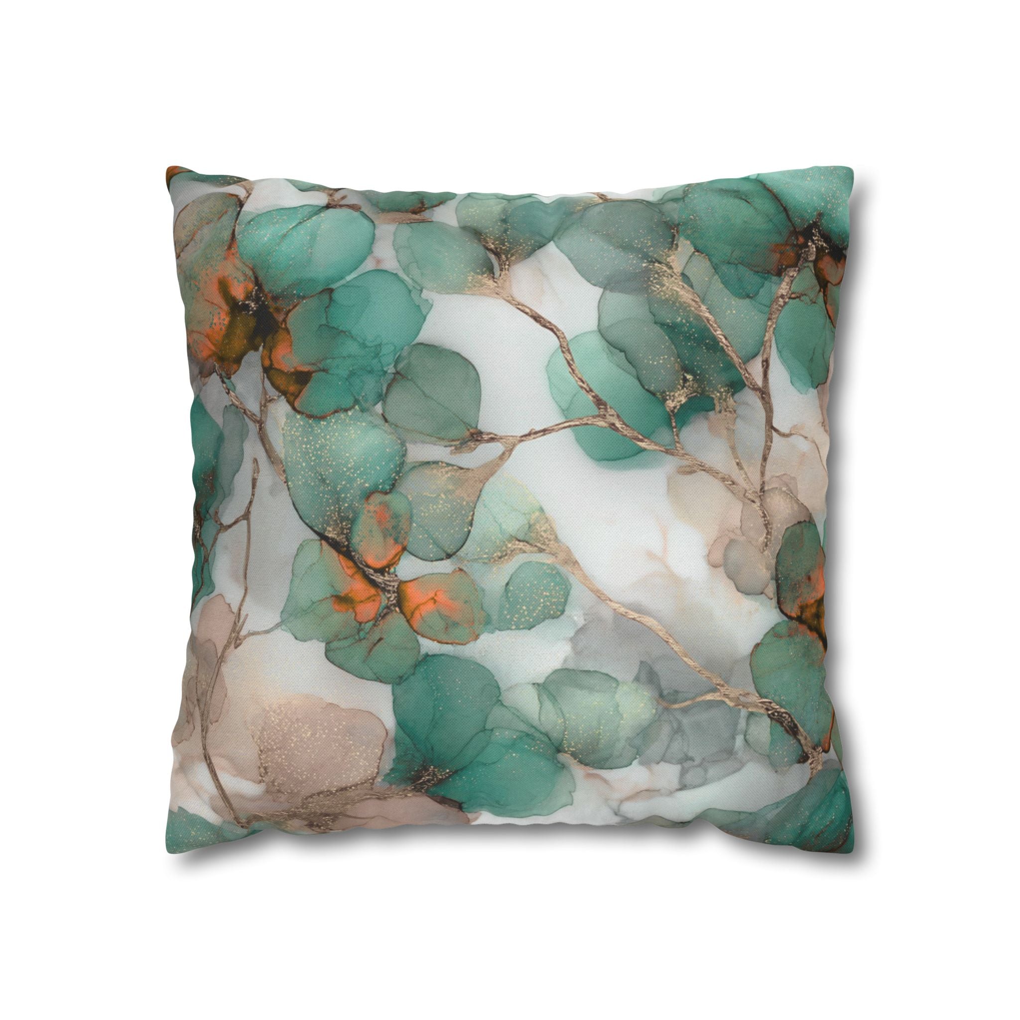 Floral Pillow Cover | Mint Green, Beige Watercolor Pillowcase
