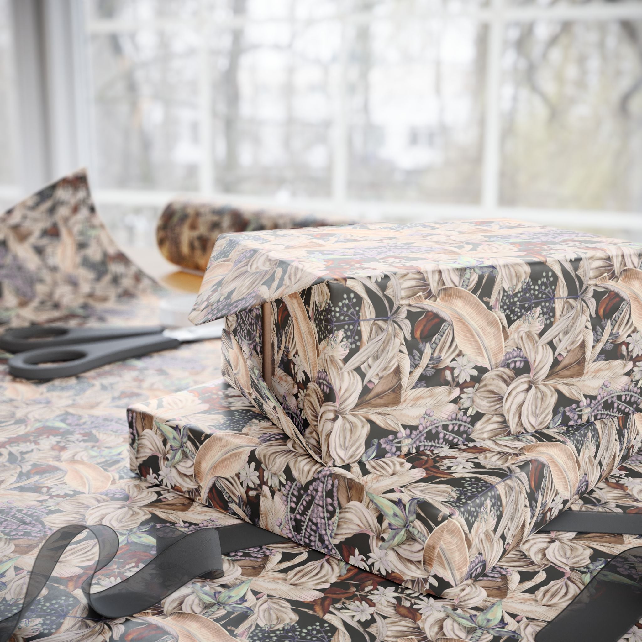 Floral Wrapping Papers, Moody Jungle Botanical Gift Wrapping for the Holidays, Birthdays