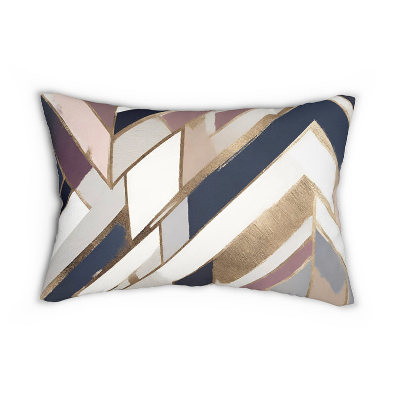 Lumbar Pillow | White, Muted Gold, Navy blue