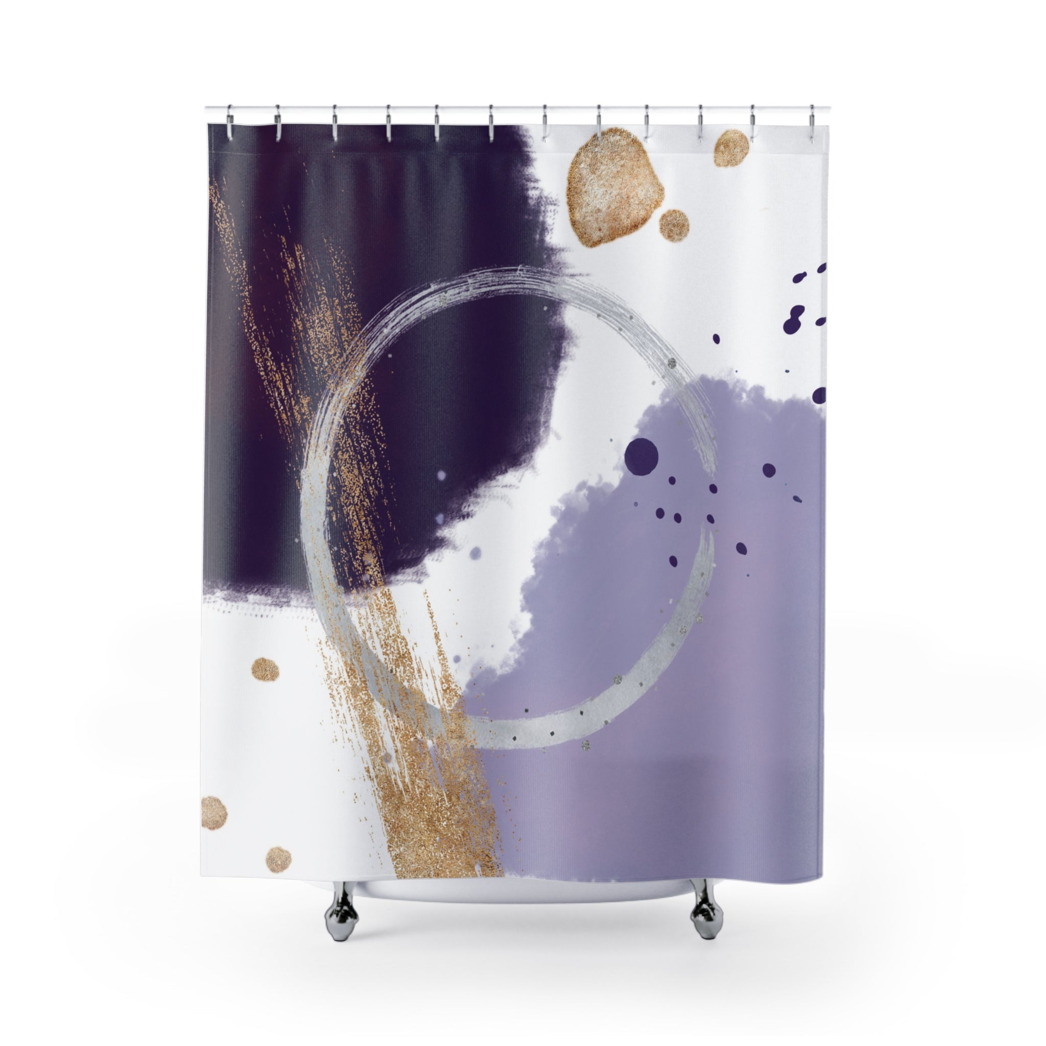 Abstract Shower Curtain | Lilac, Dark Purple, White