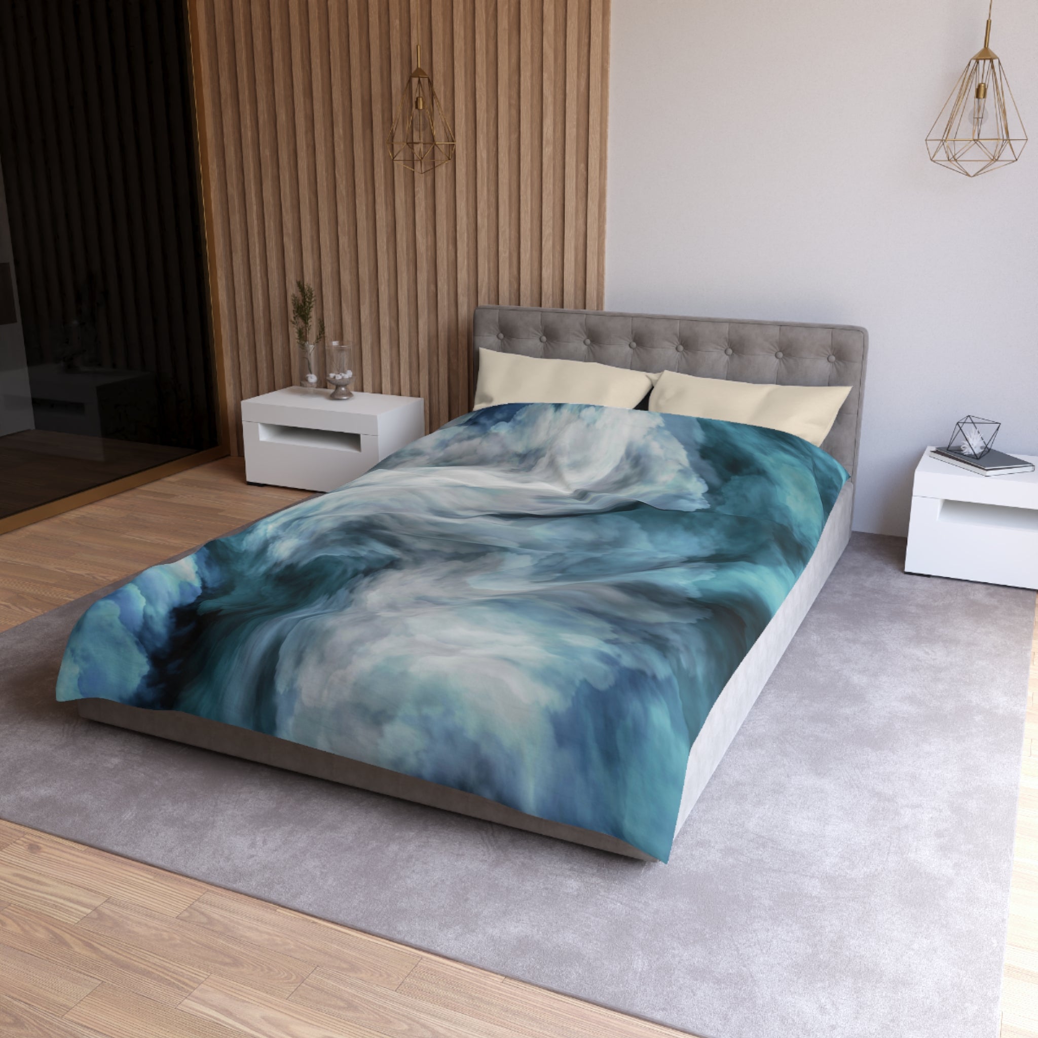 Abstract Duvet, Pillow Cover | Blue Grey Bedroom Decor
