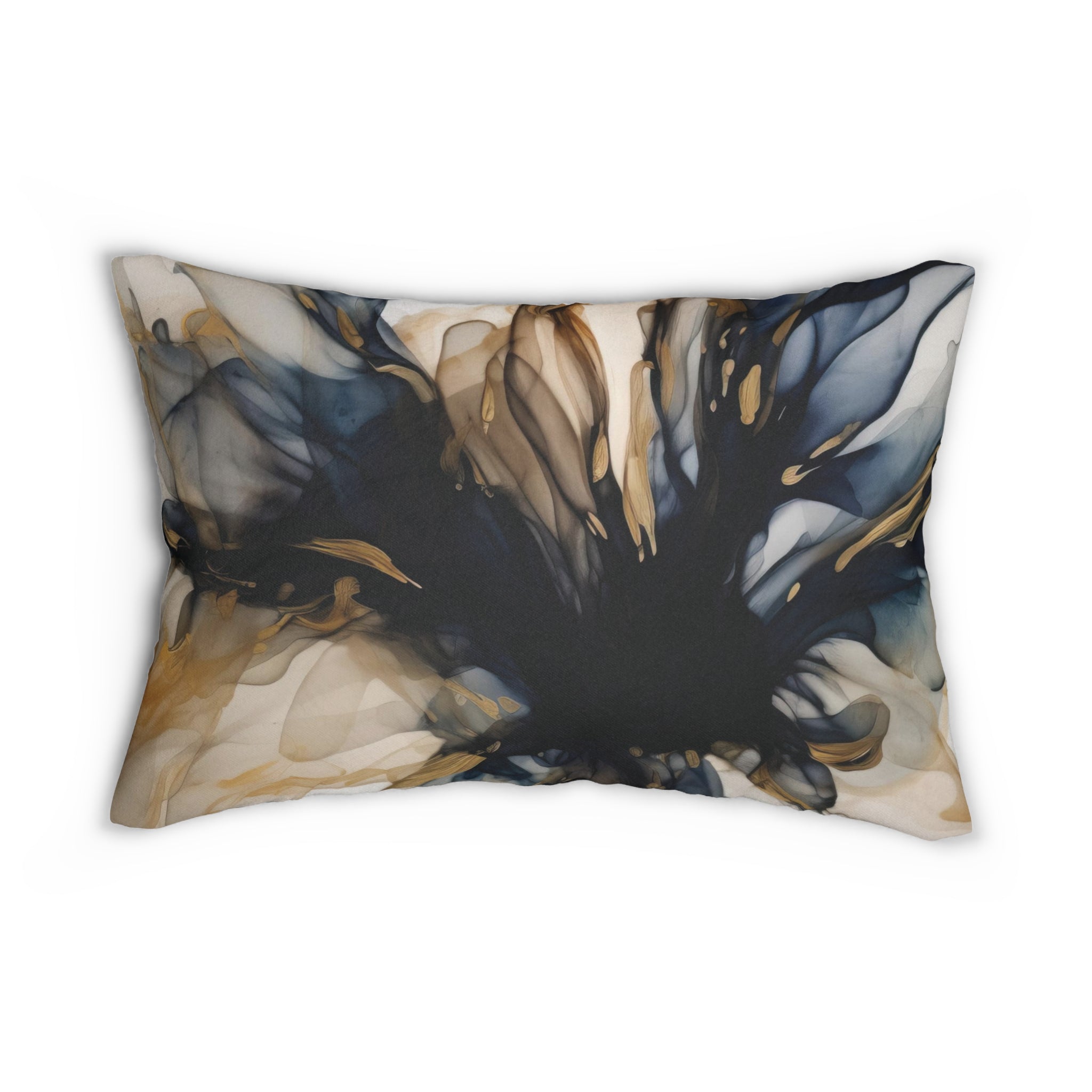 Abstract Lumbar Pillow | Navy Blue, Beige Ombre