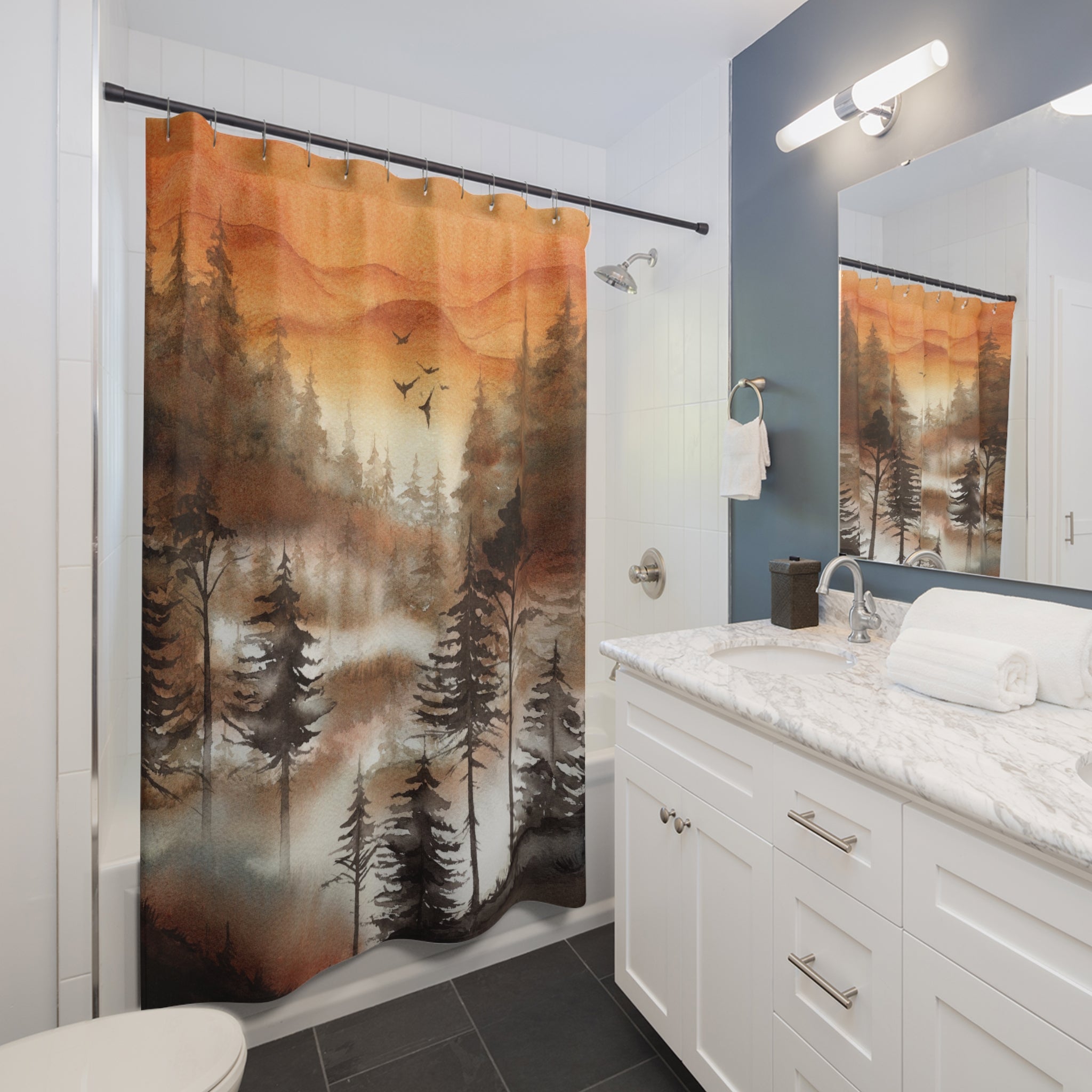 Boho Shower Curtain | Mountain Forest Nature