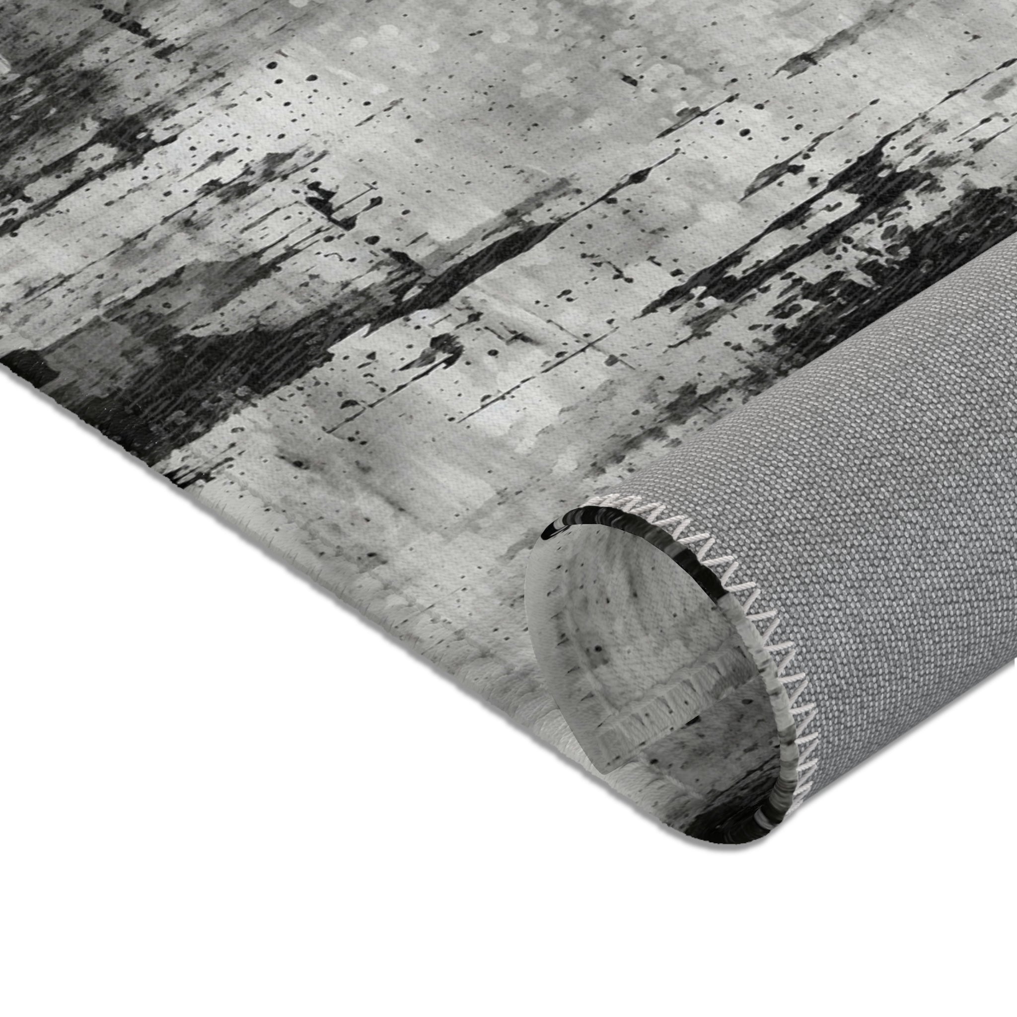 Abstract Ombre Area Rug | Grey Black Watercolor Artsy Rug