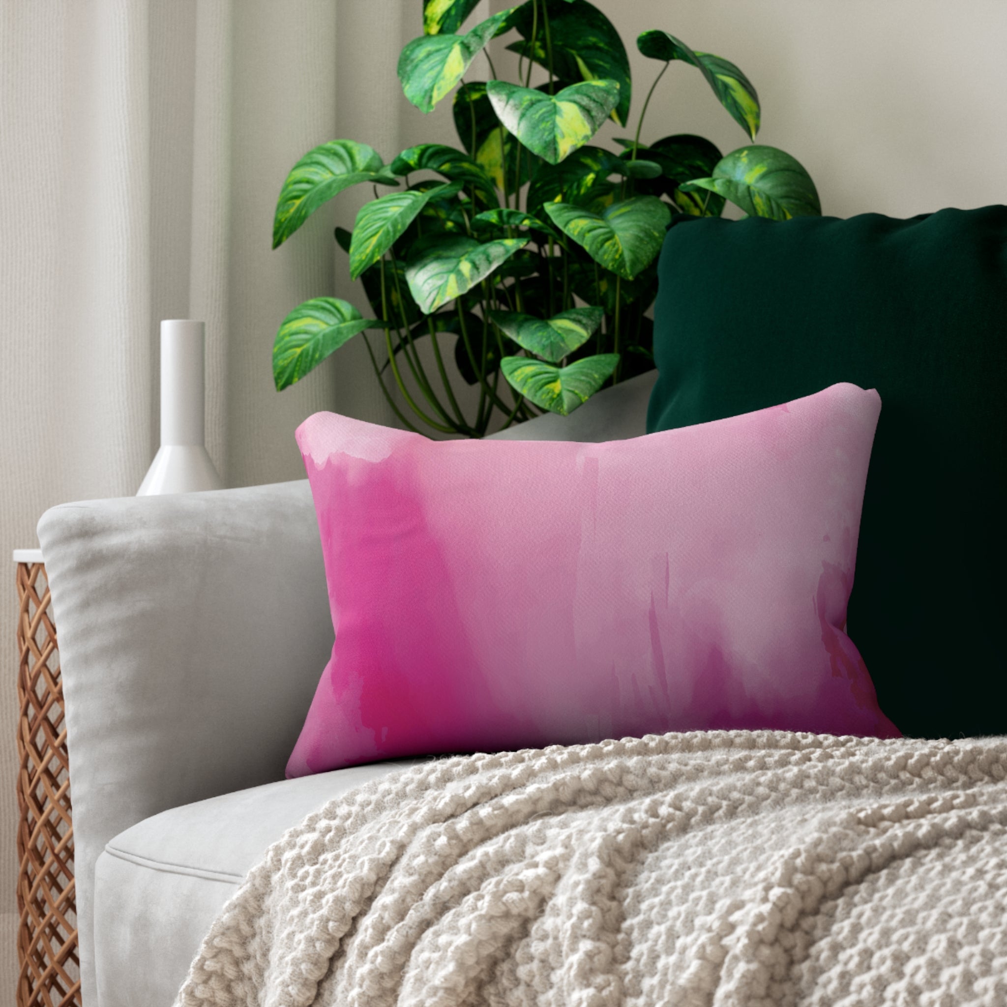 Abstract Floral Lumbar Pillow | Pink Ombre