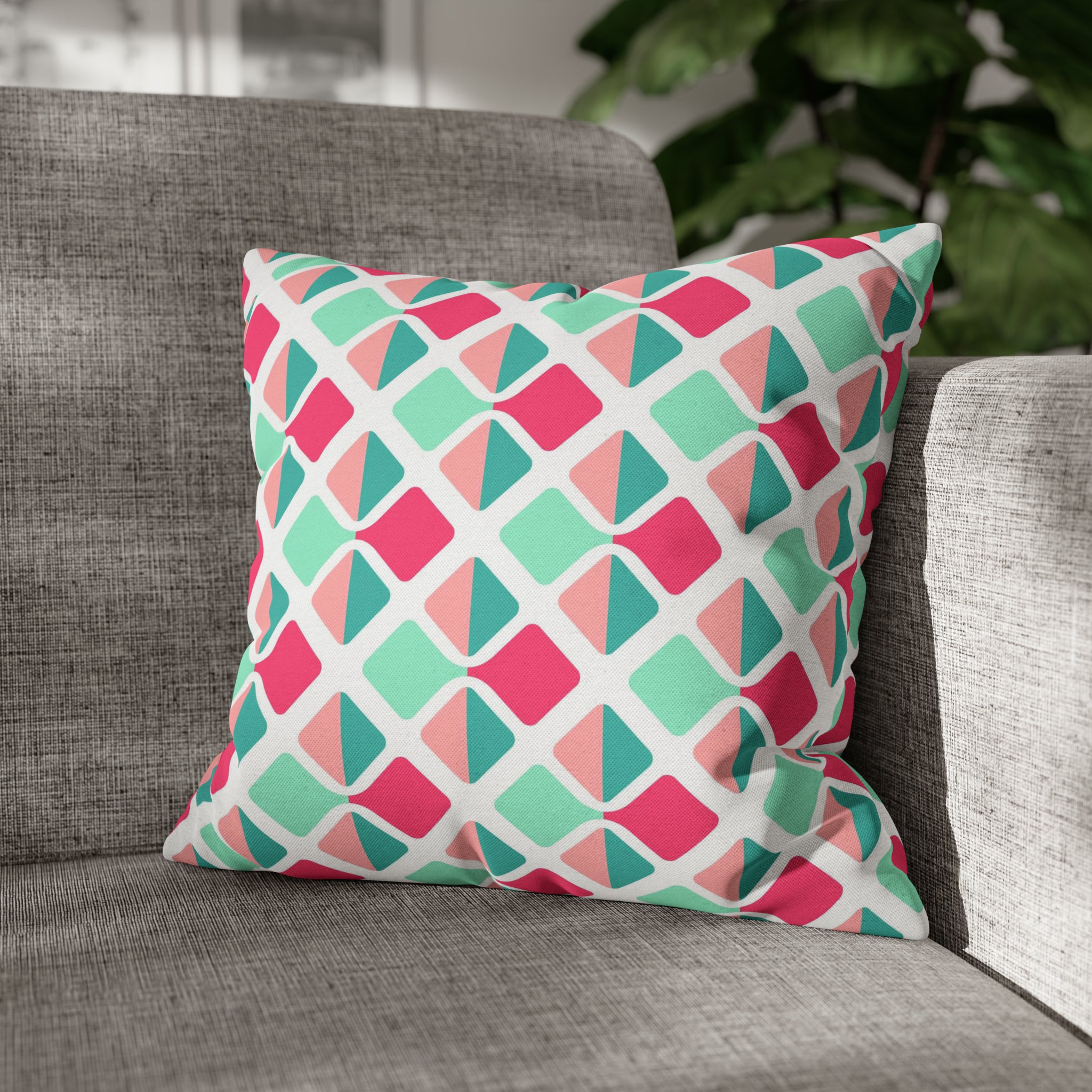 Modern Abstract Pillow Cover | Magenta Pink, Mint Green