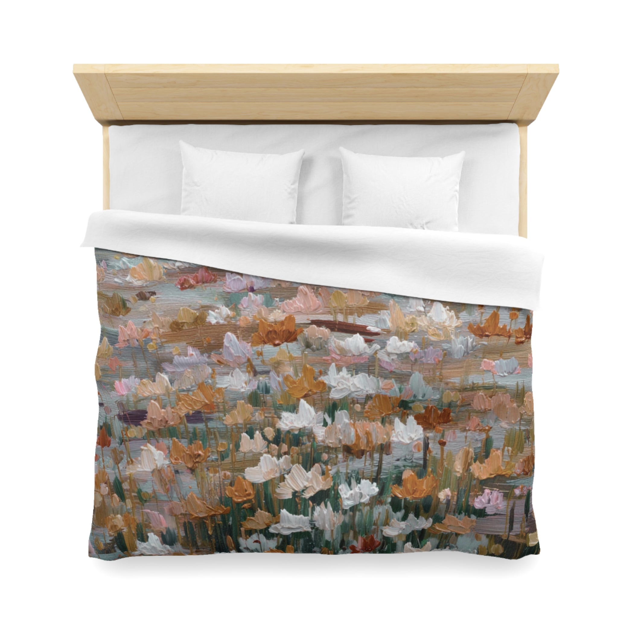 Floral Duvet, Pillow Cover | Grey Peach Bedroom Decor