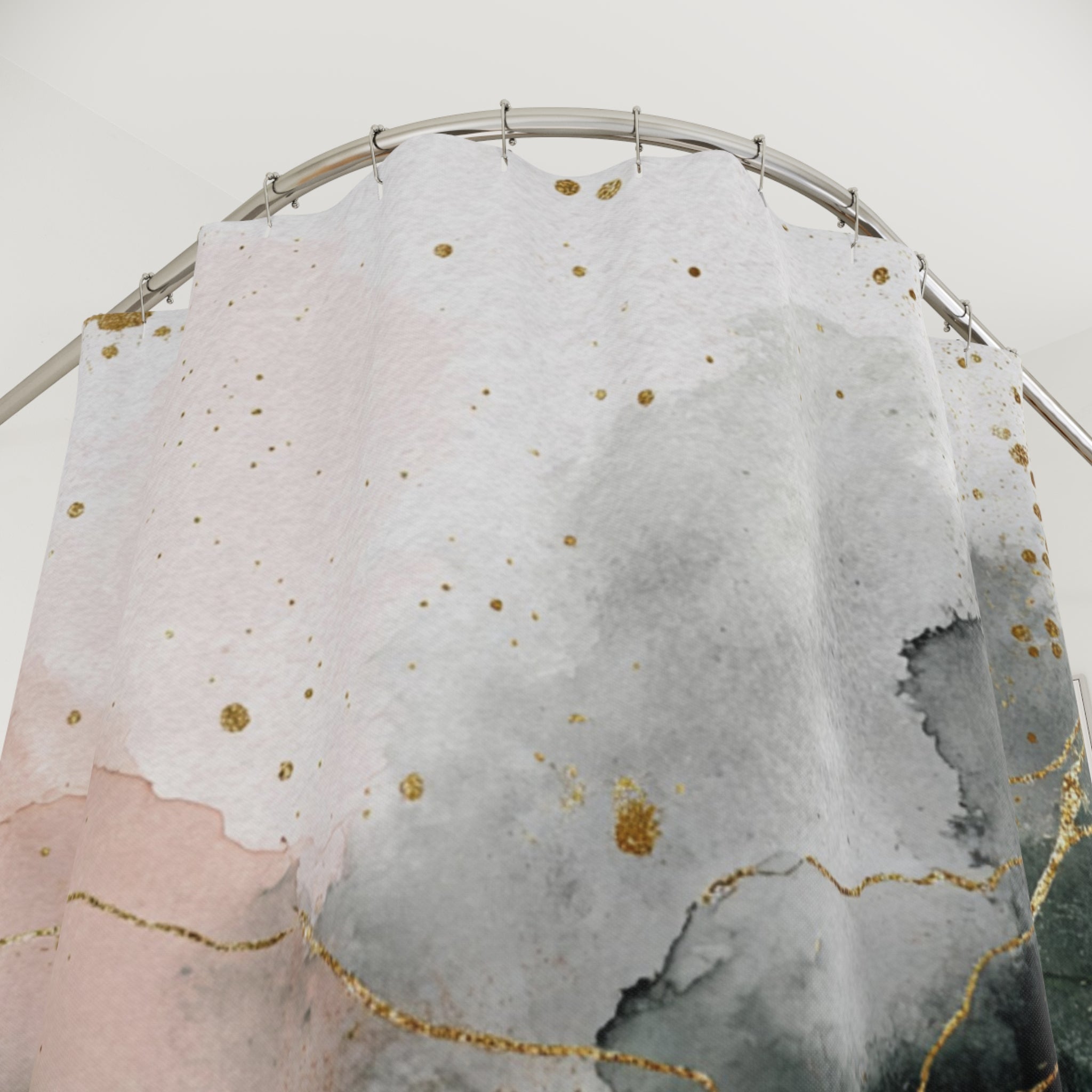 Translucent tulle skirt with gold dots on a white background