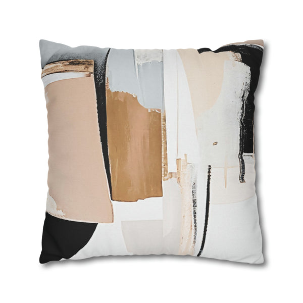 Cushion Throw Pillow Cover | Abstract Beige Grey Black White
