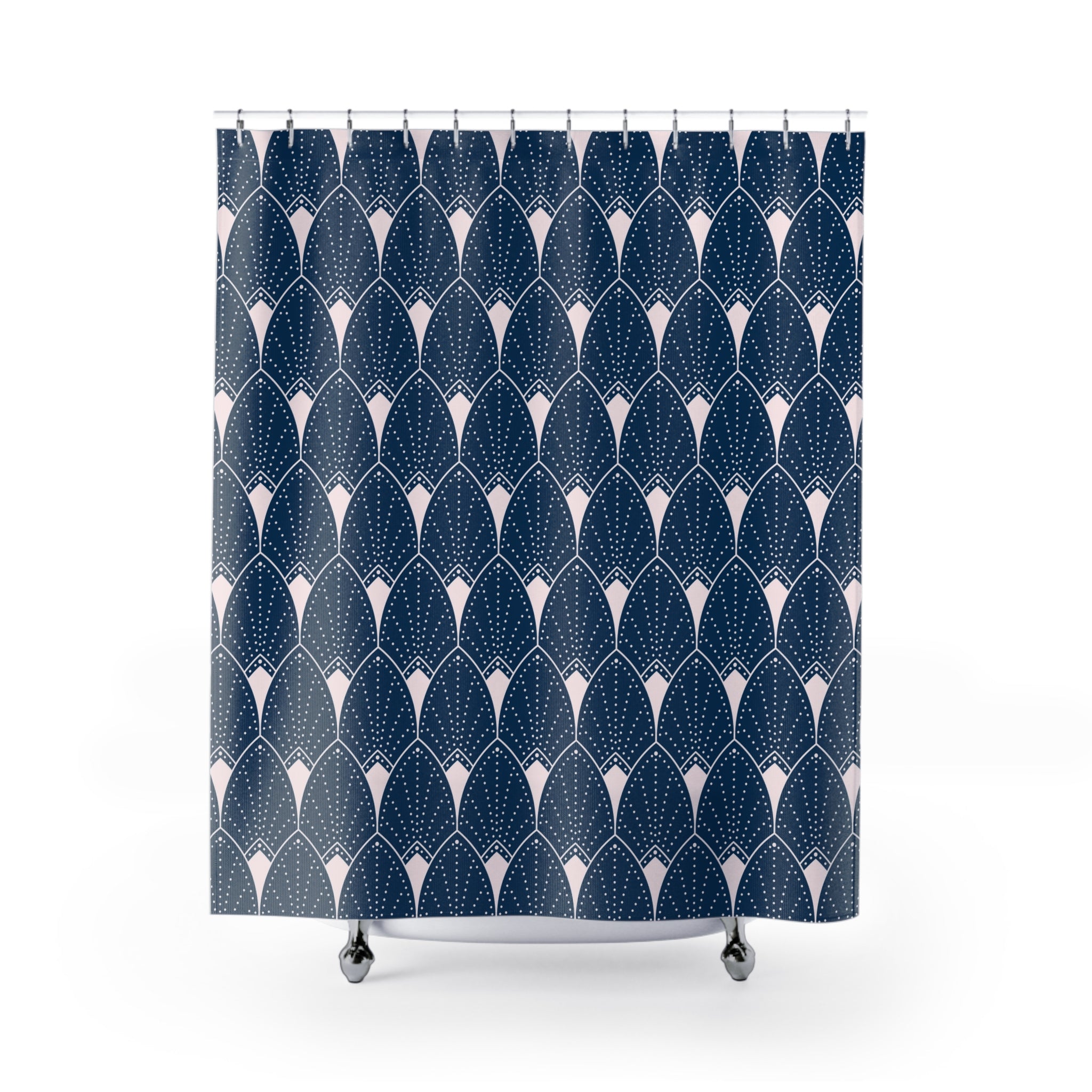 Art Deco Shower Curtain | Navy Blue White, Art Nouveau