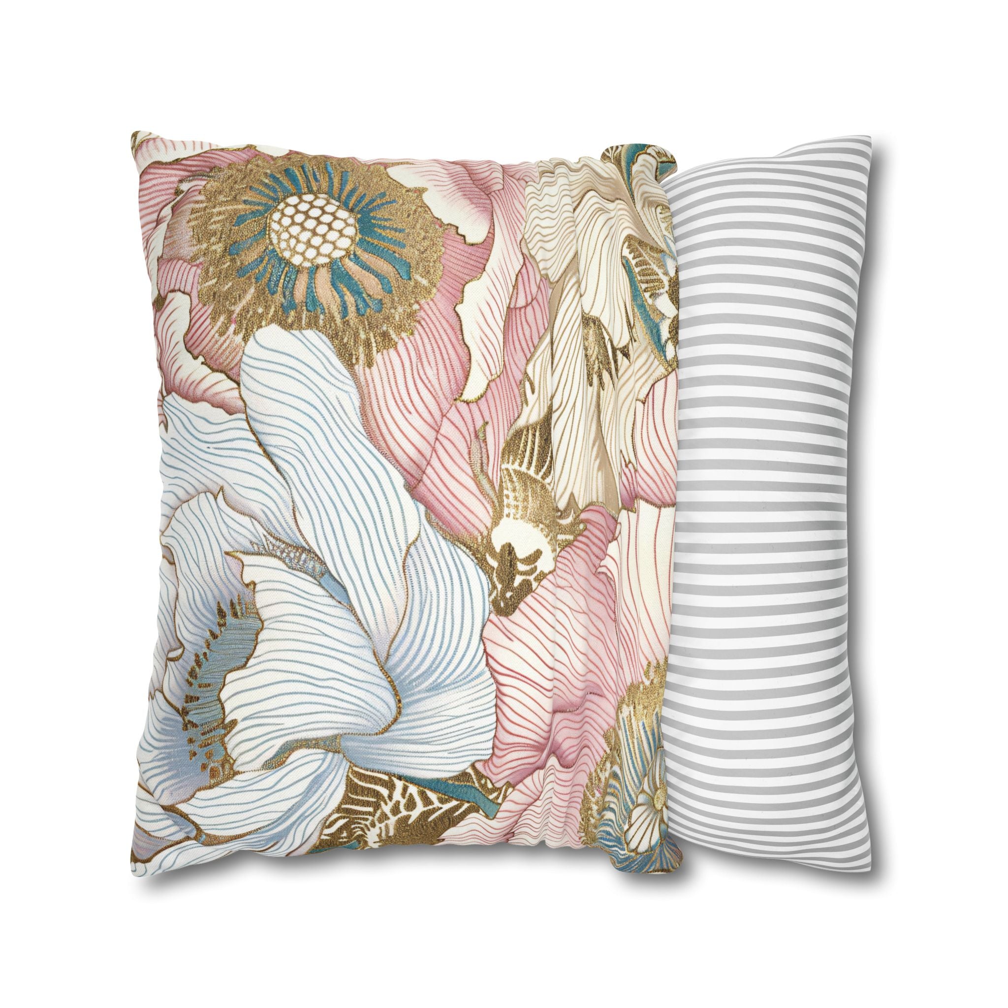 Floral Pillow Cover | Pink Blue Beige