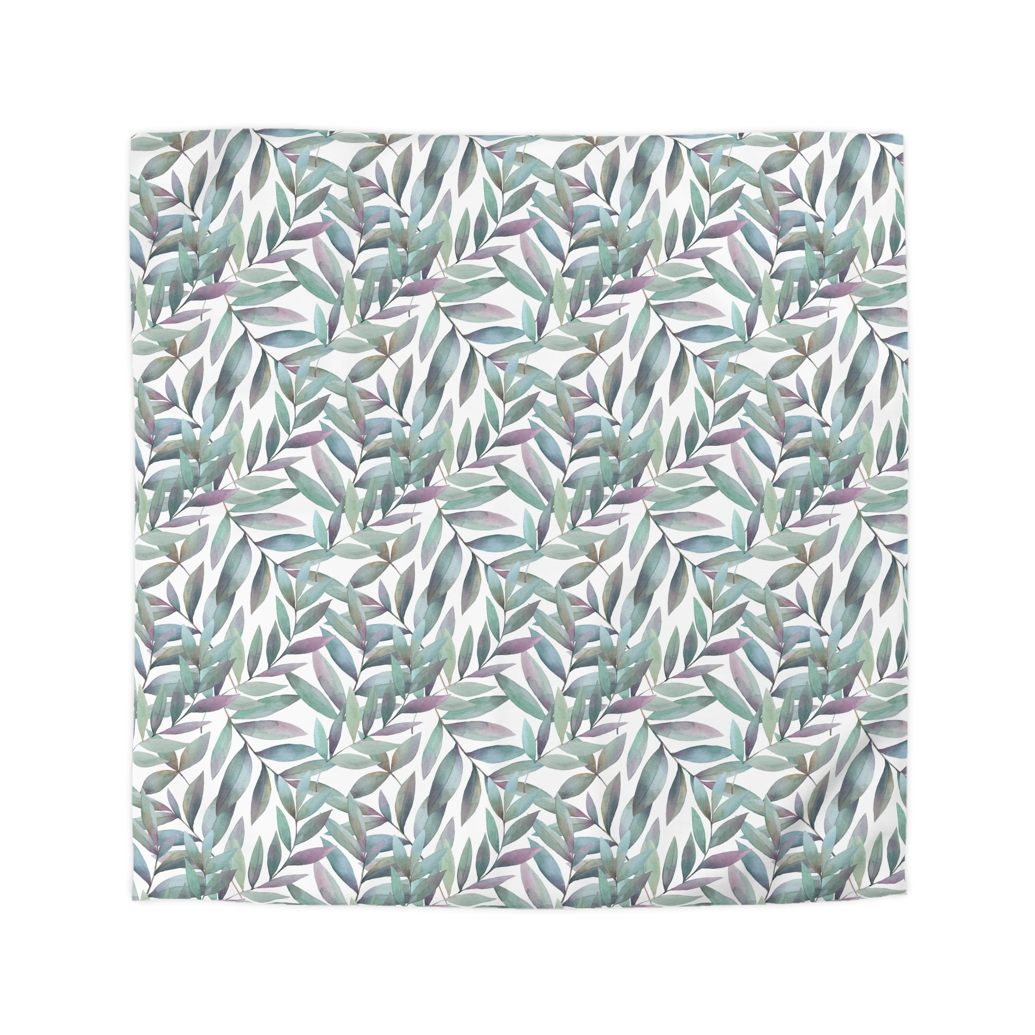 Floral Cotton Duvet, Pillow Cover | Teal Green Blue Leaves Bedroom Decor