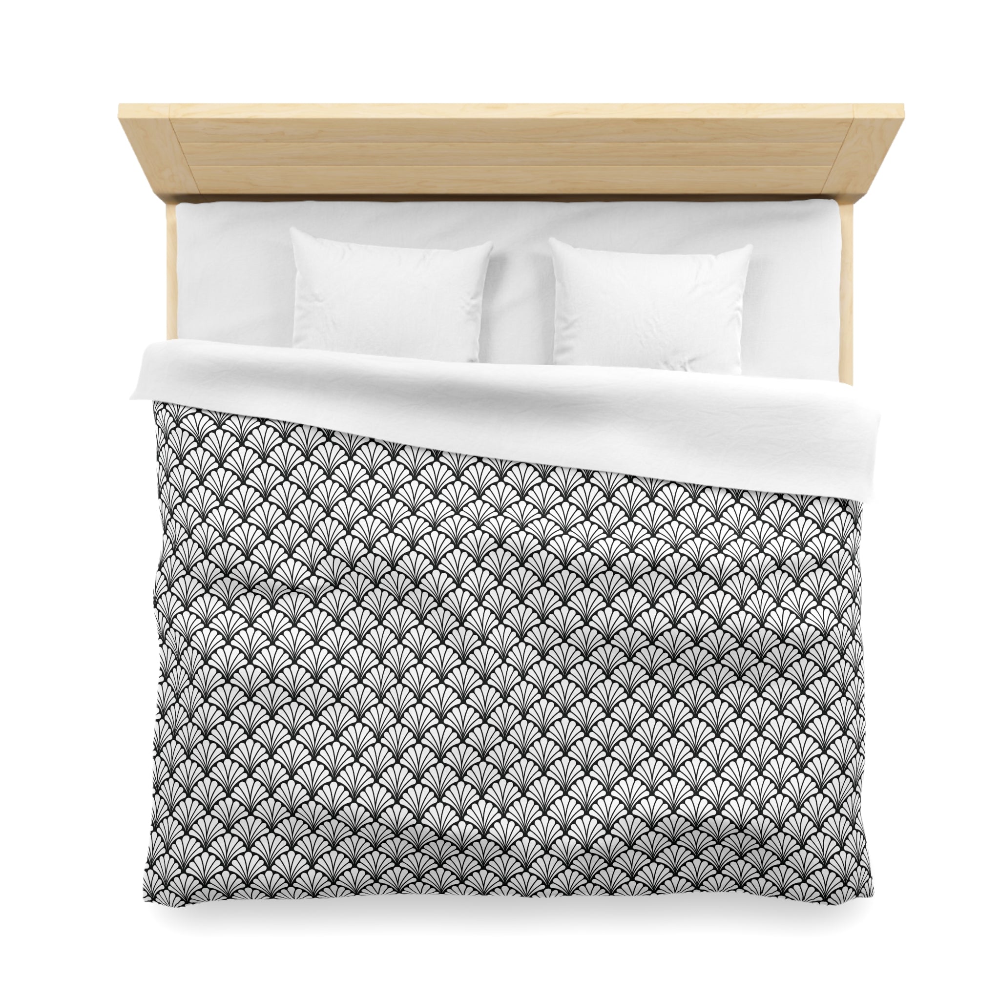 Art Deco Duvet, Pillow Cover | Black White Fan Bedroom Decor