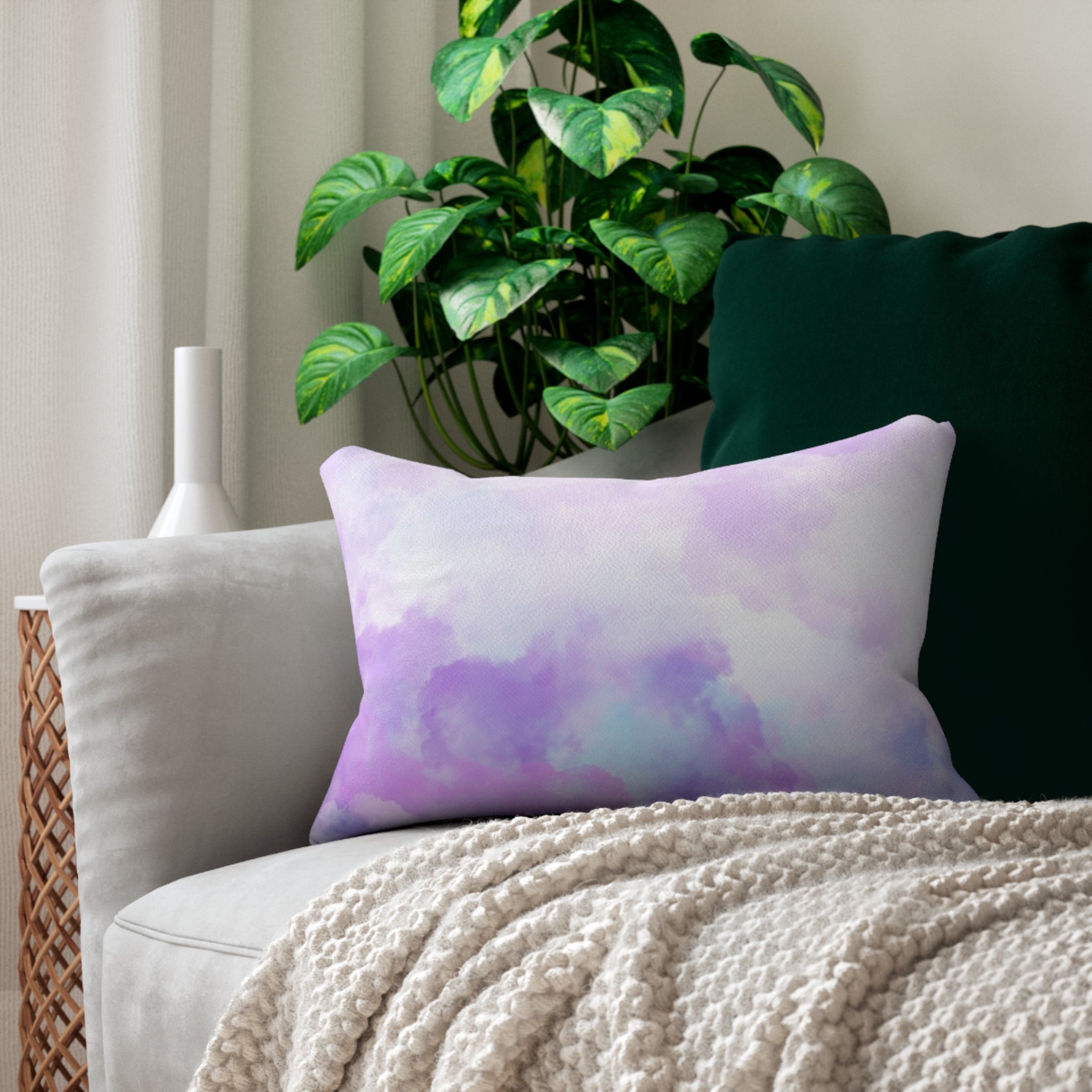 Lavender Ombre Lumbar Pillow | Lilac Violet White