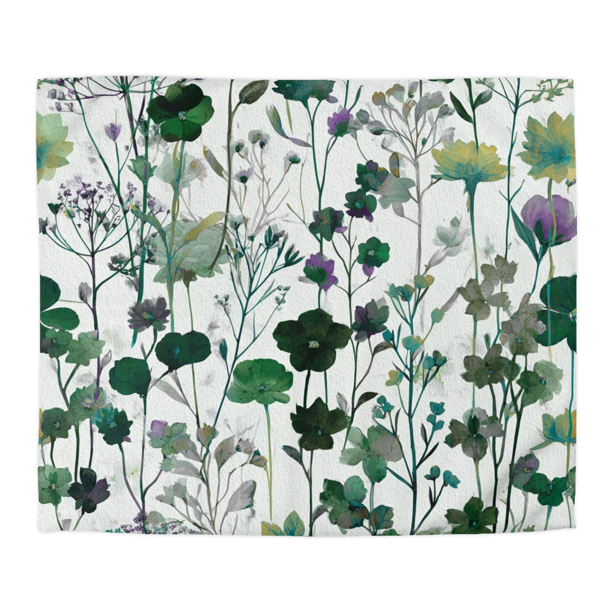 Floral Modern Duvet, Pillow Cover | White Green Bedroom Decor