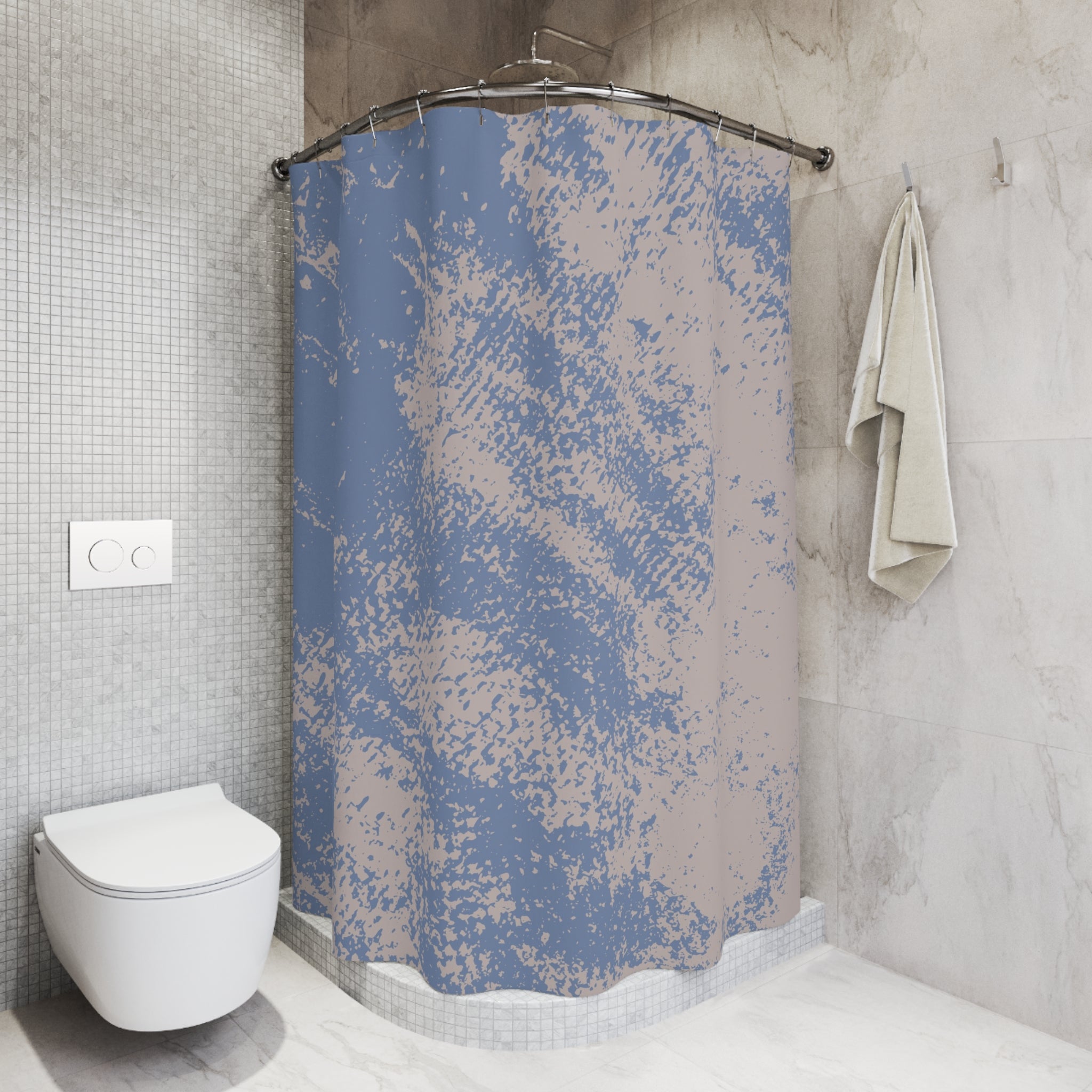 Abstract Shower Curtain | Dusty Blue, Beige