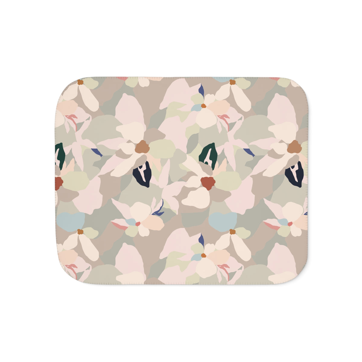 Blush Beige Abstract Petal Sherpa Blanket | Modern Floral Throw