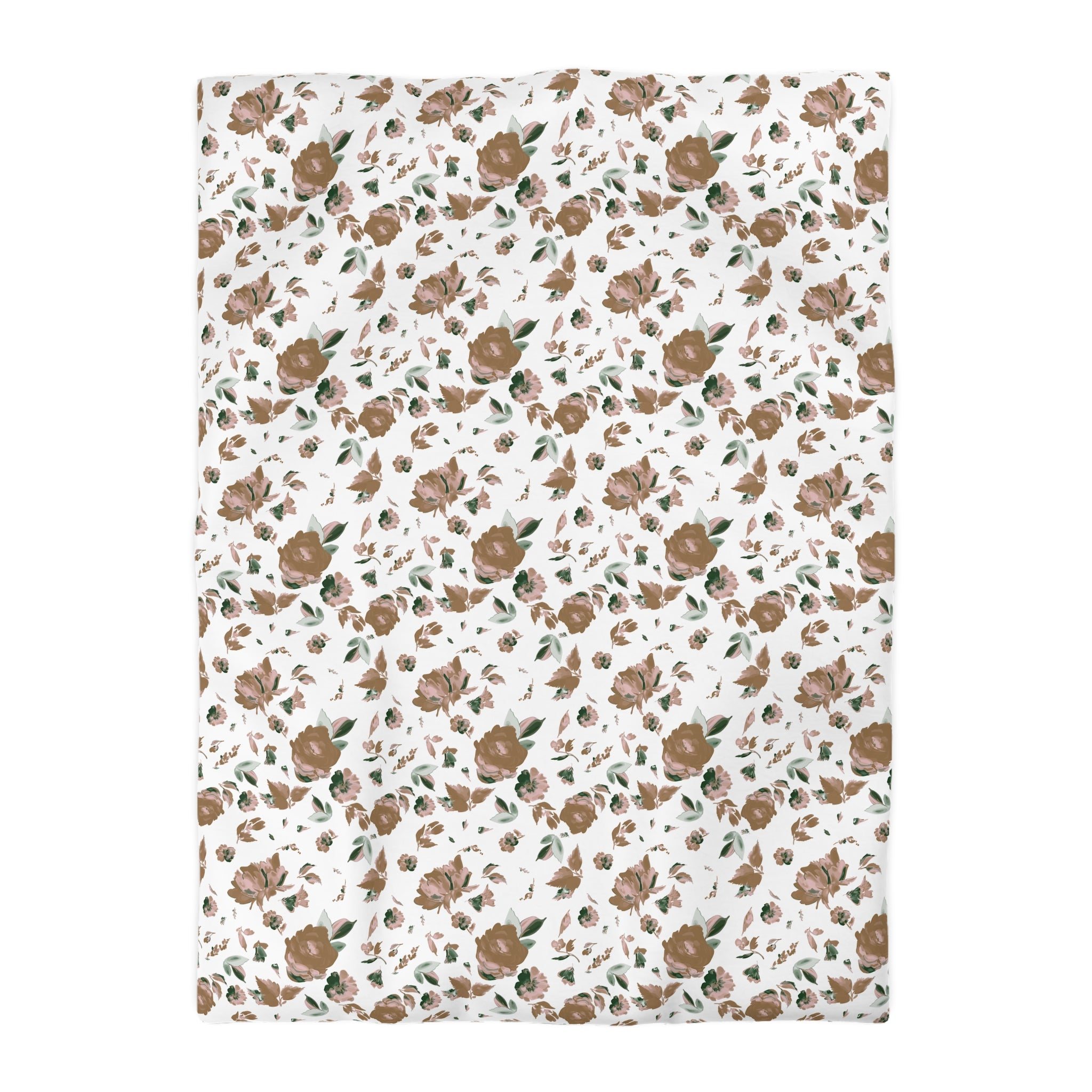 Floral Cotton Duvet, Pillow Cover | Beige Green White Bedroom Decor