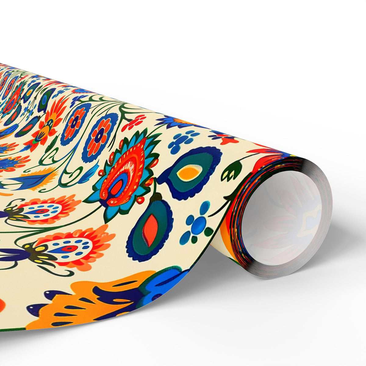 Bright Folk Art Floral Wrapping Paper, Colorful Gift Wrap