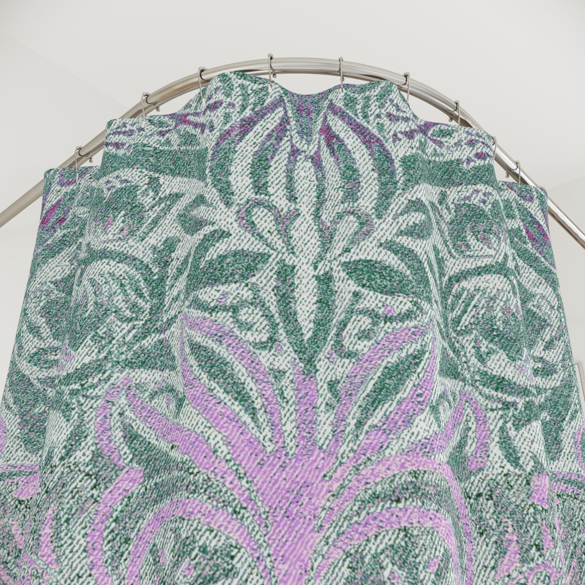 Boho Shower Curtain | Vintage Sage Green Pink Purplel Watercolor