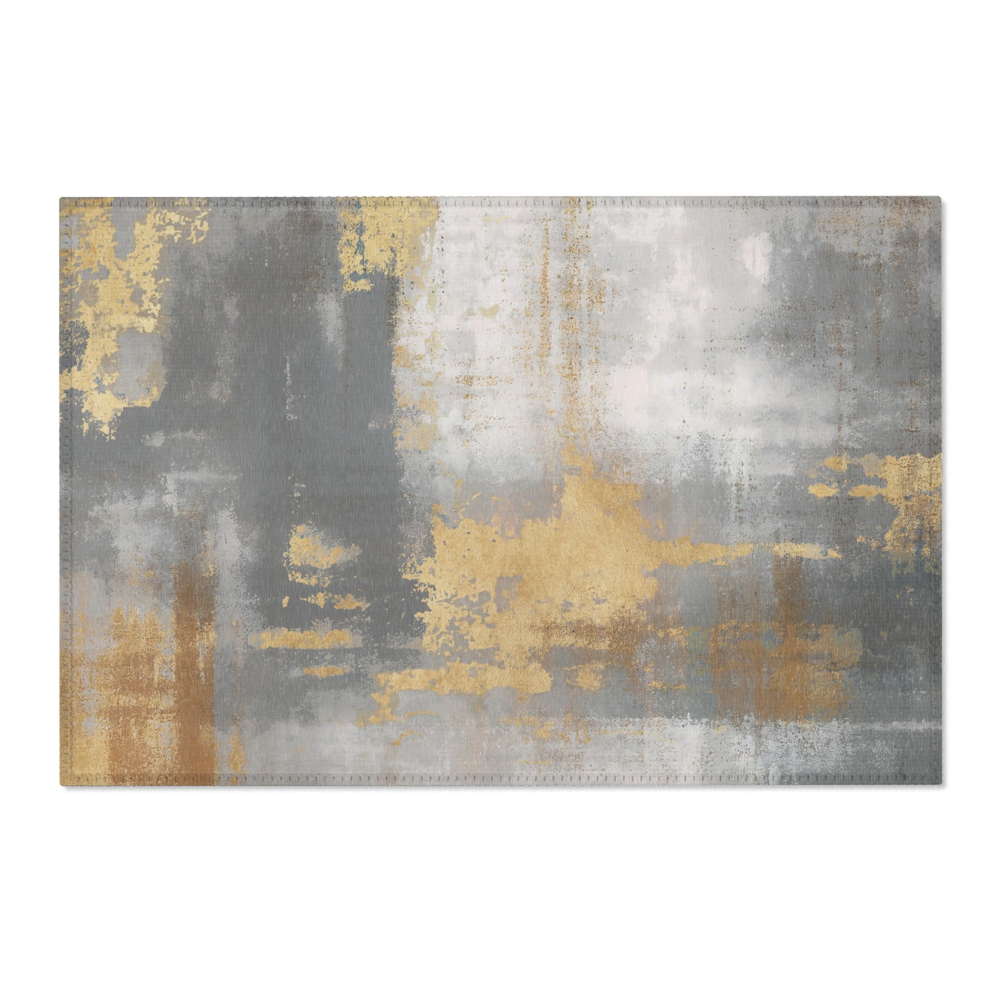 Abstract Large Area Rug | Modern Muted Gold Grey Ombre Watercolor Rug