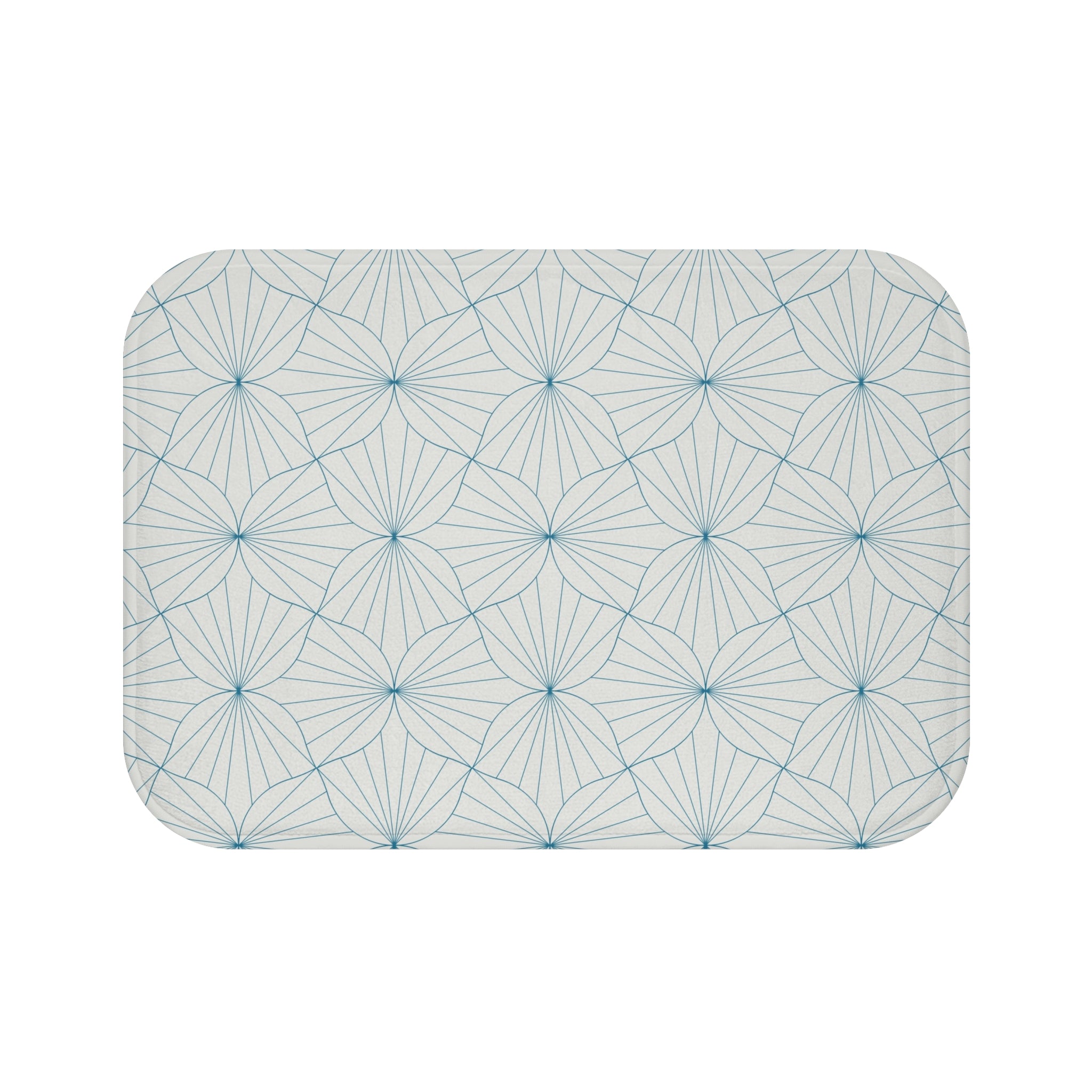 Boho Bath, Kitchen Mat |  Art Deco Geometric Blue Grey