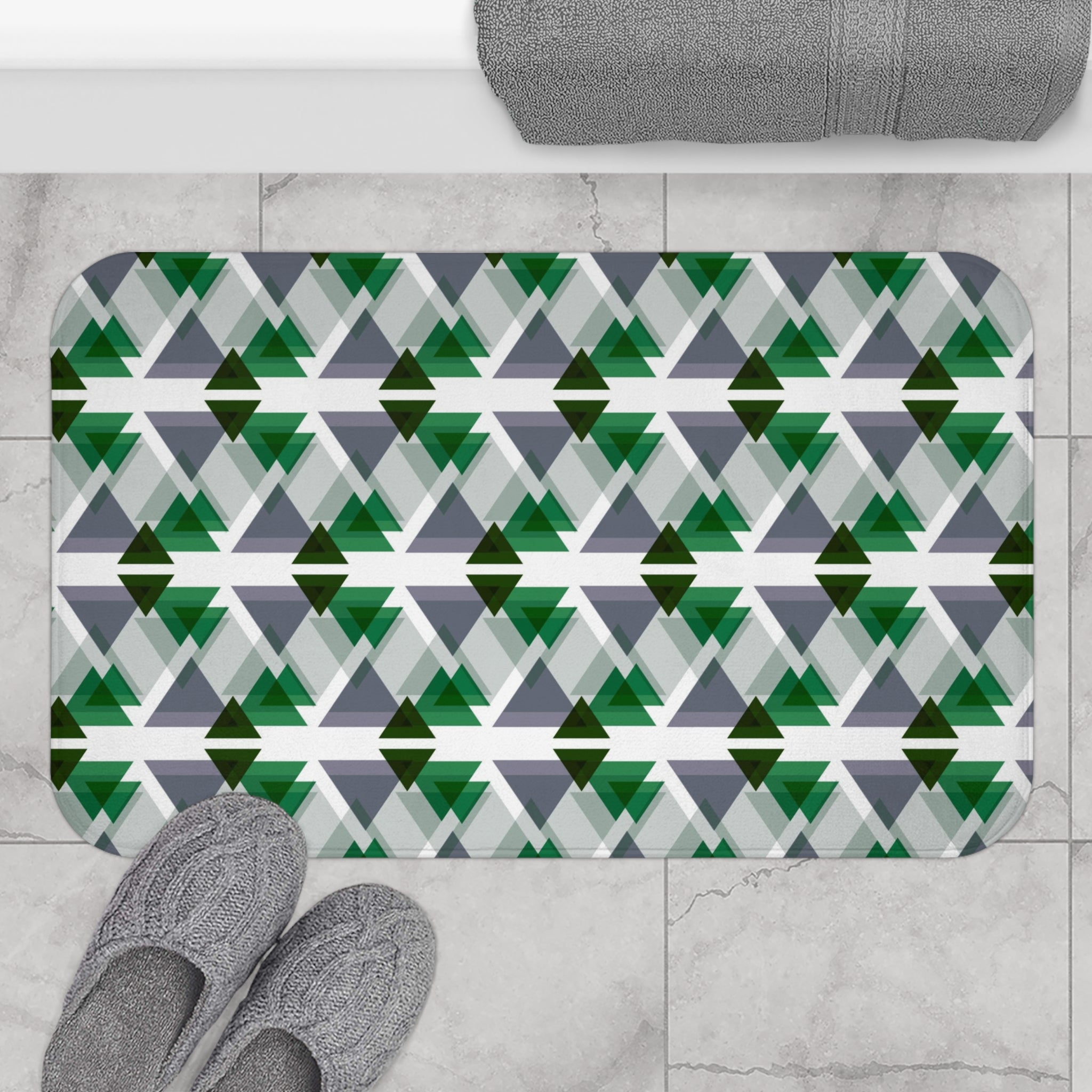 Geometric Bath Mat | Grey White Kitchen Mat
