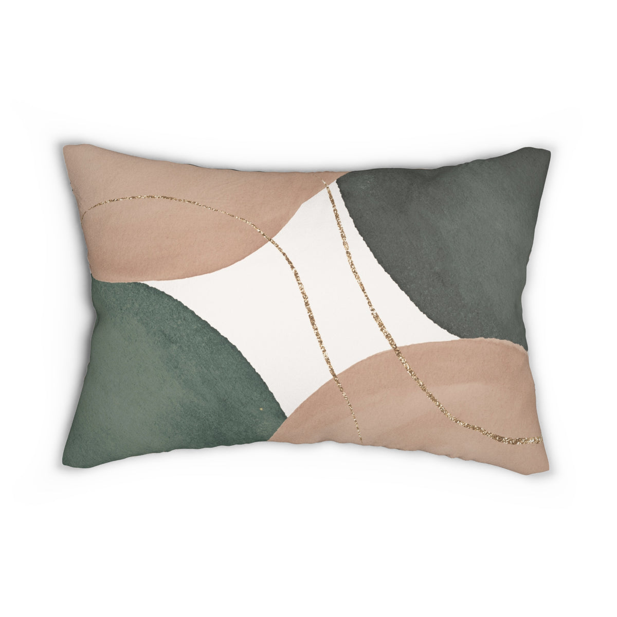 Terracotta and Forest Green Mid Century Lumbar Pillow
