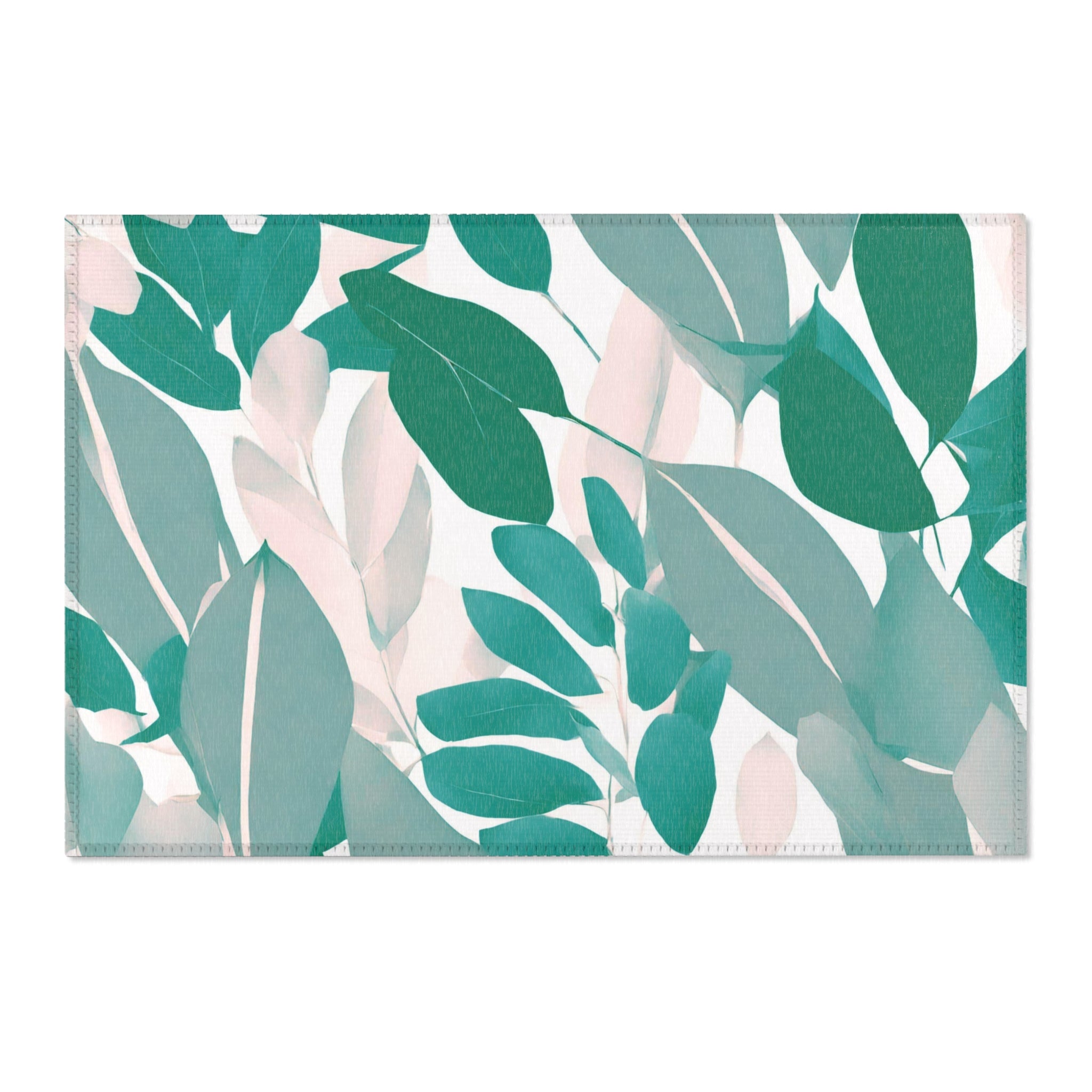 Area Rug | Modern Rug, Floral Sage Teal Green, Blush Pink