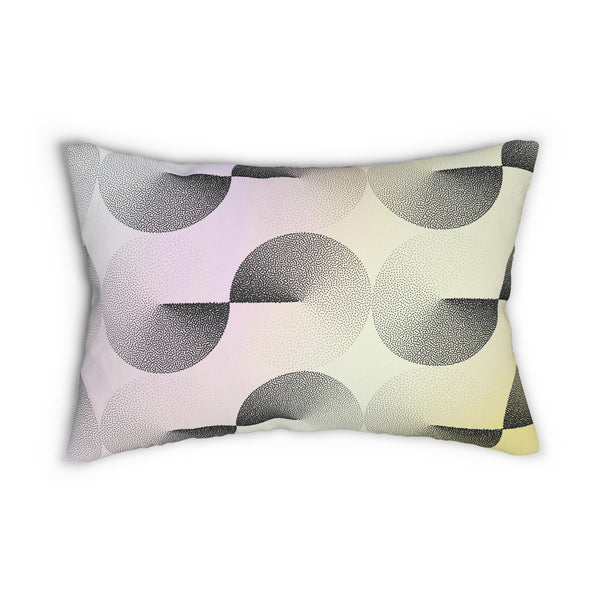 Abstract Lumbar Pillow | Pastel Yellow Lavender, Black Gray