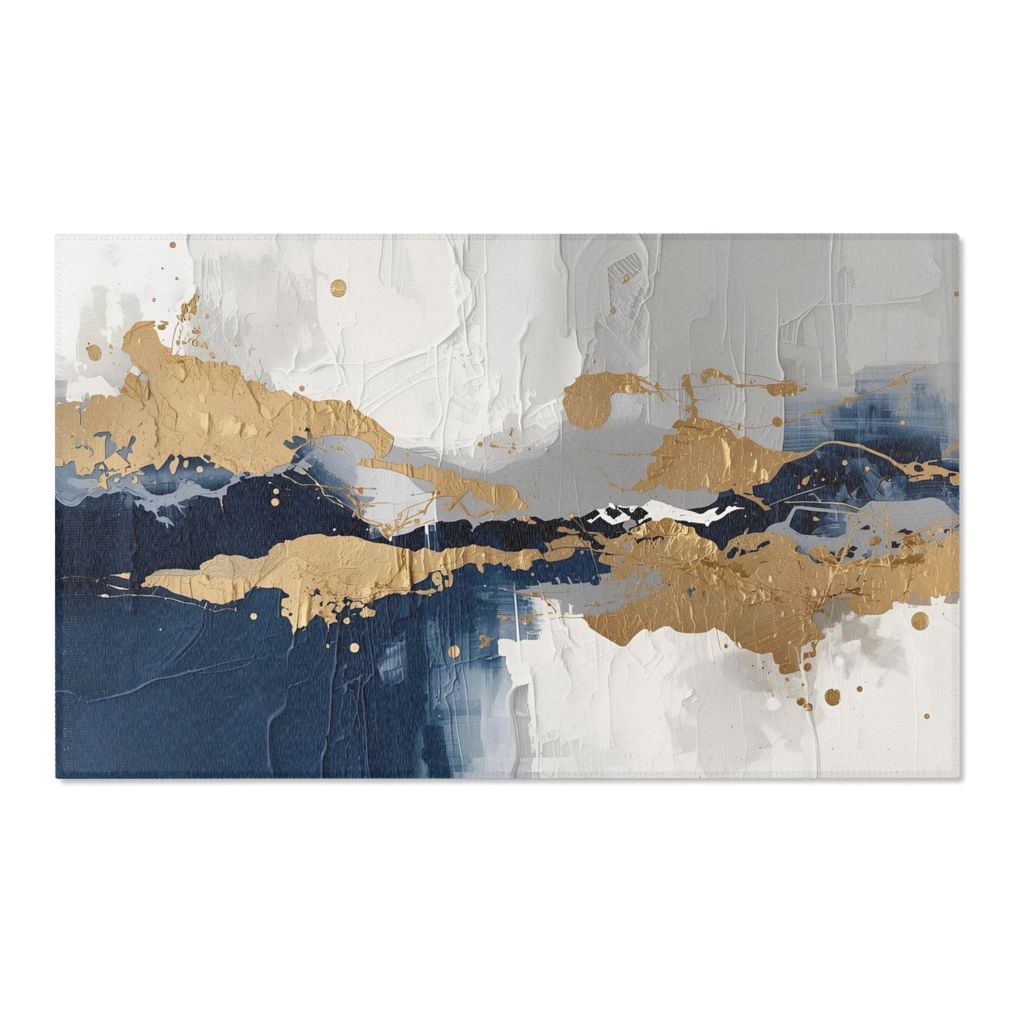 Abstract Area Rug | Blue Grey White, Beige Watercolor