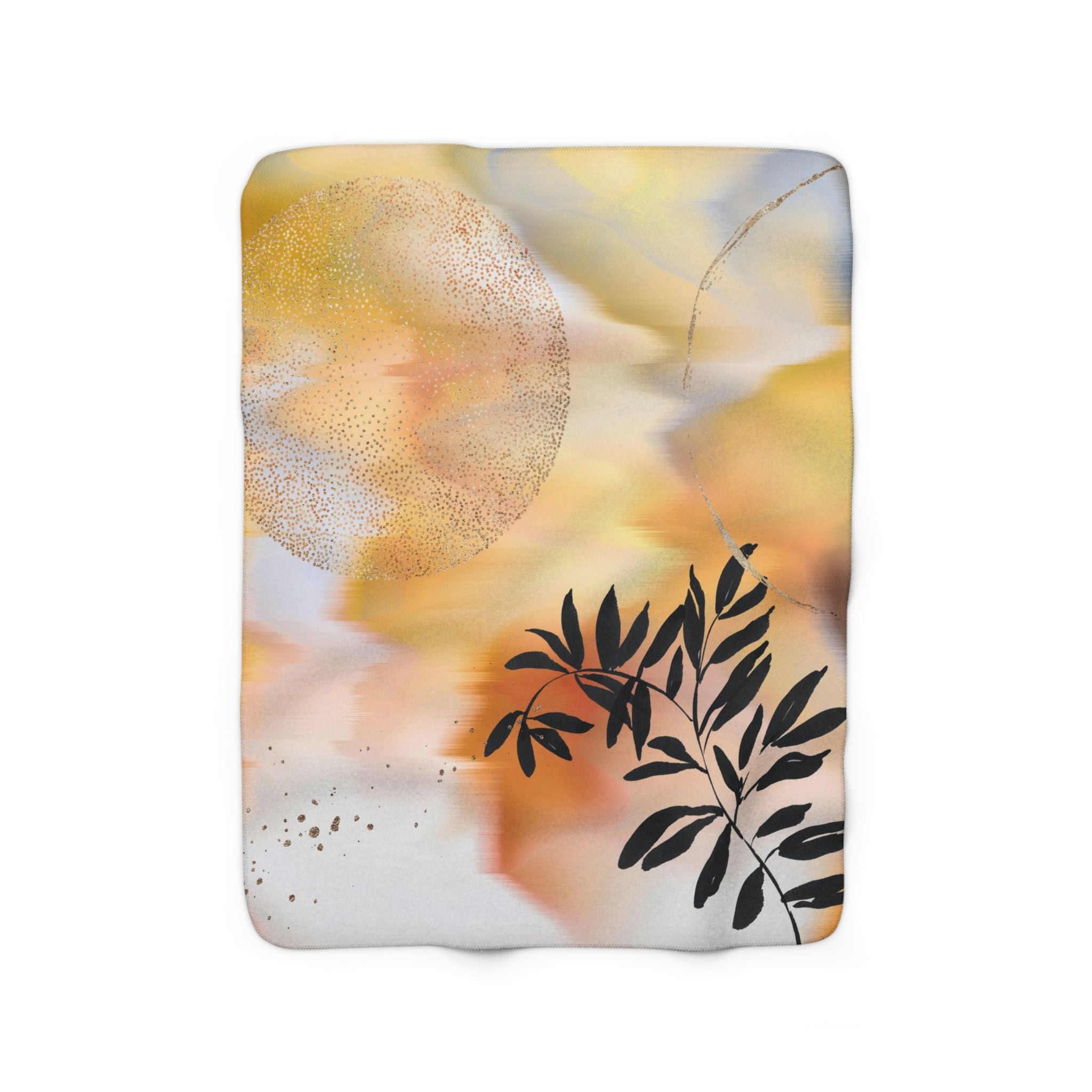 Cozy Comfy, Blanket | Abstract Yellow Orange Black Ombre