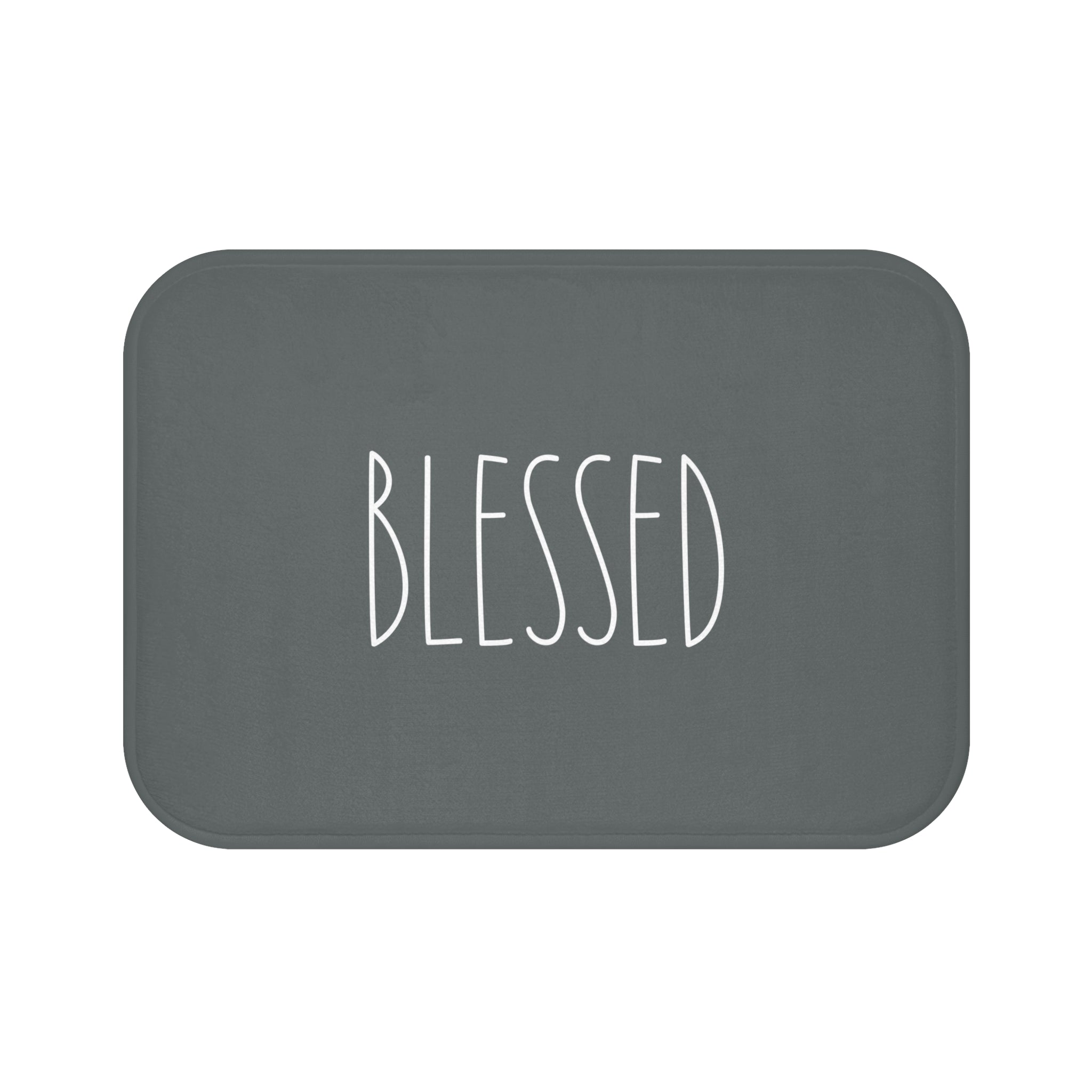 Cute Bath, Kitchen Mat | Grey White, Minimalist Blessed, Rae Dunn Inspired