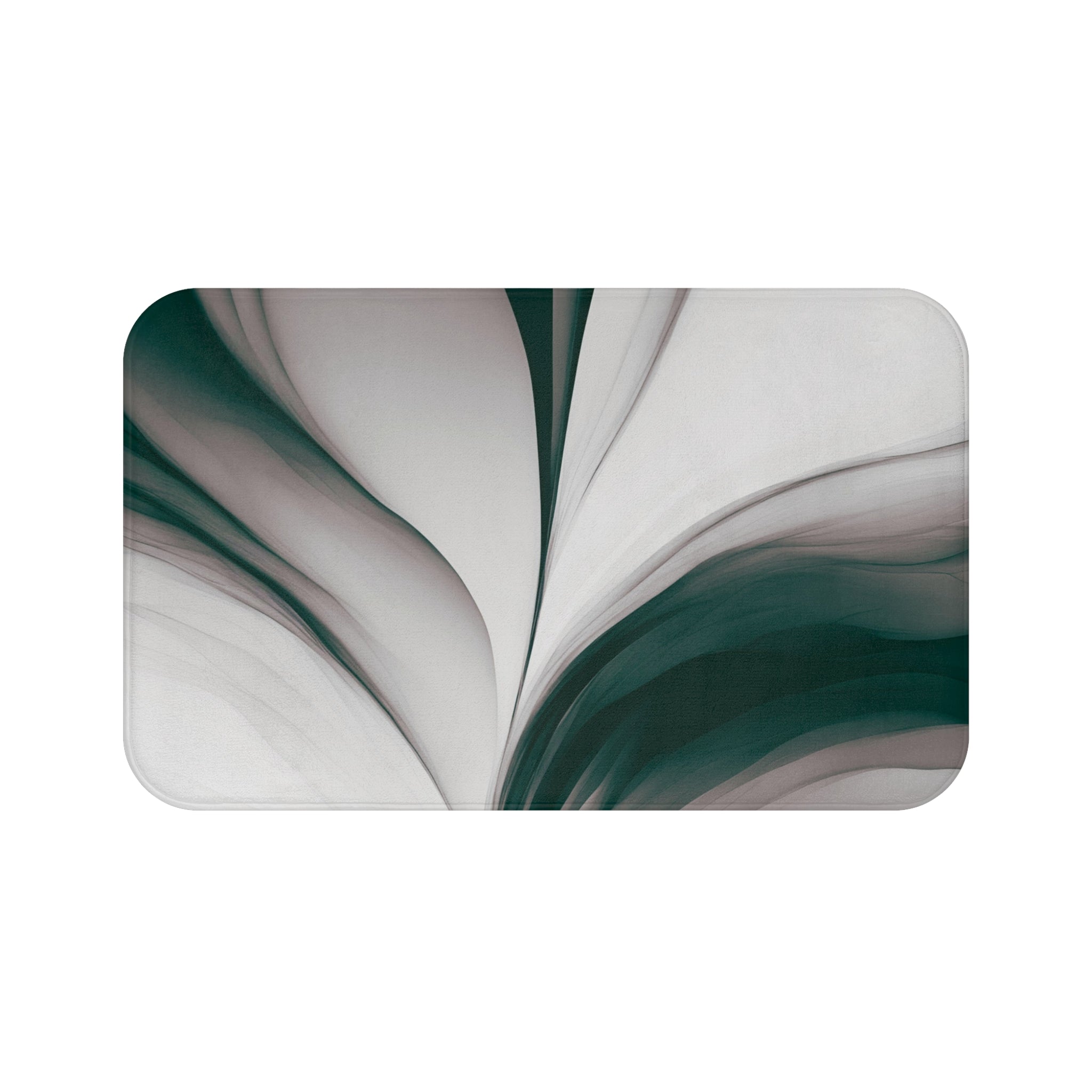 Abstract Kitchen, Bath Mat | Forest Green, Grey Watercolor