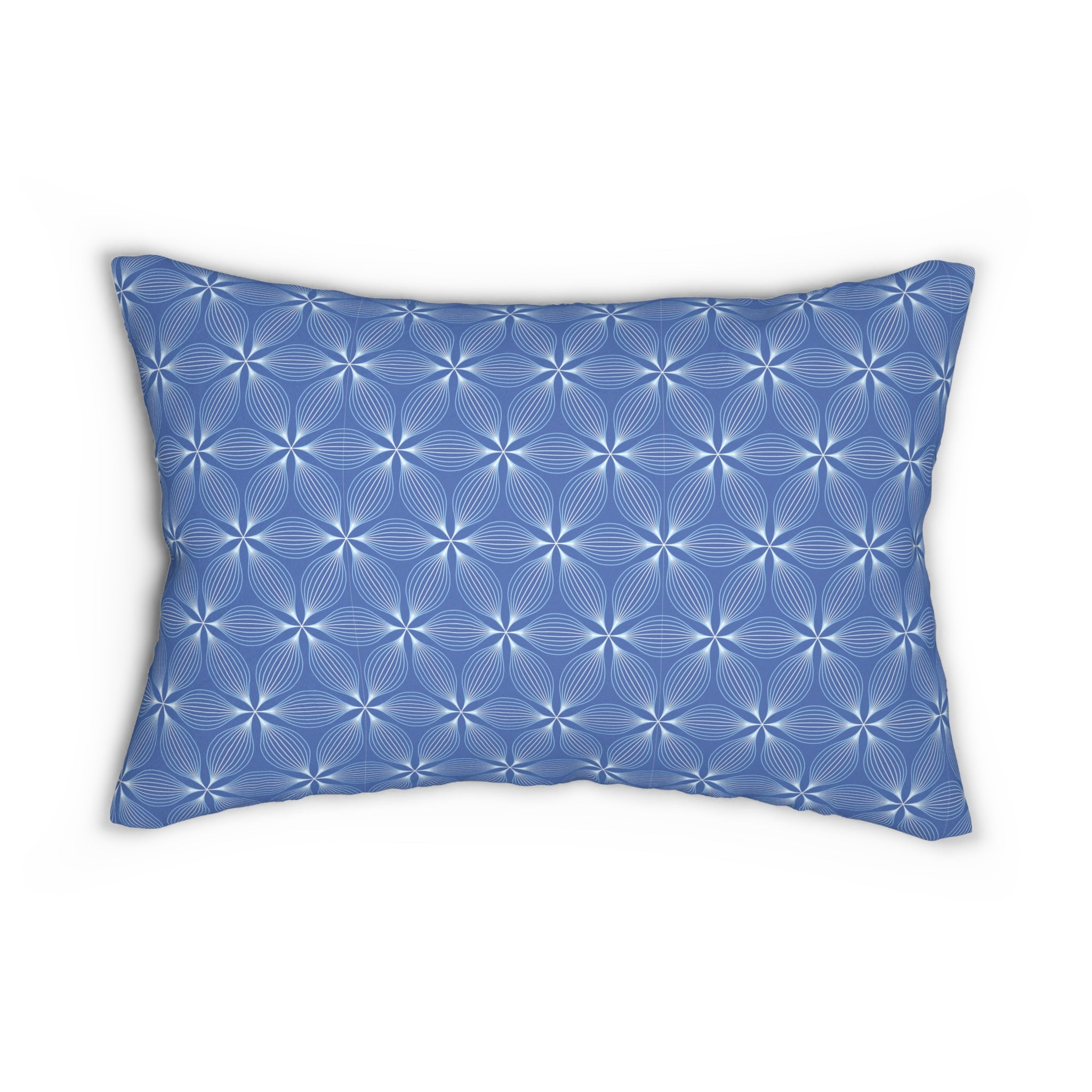 Abstract Pattern Lumbar Pillow | Indigo Blue White