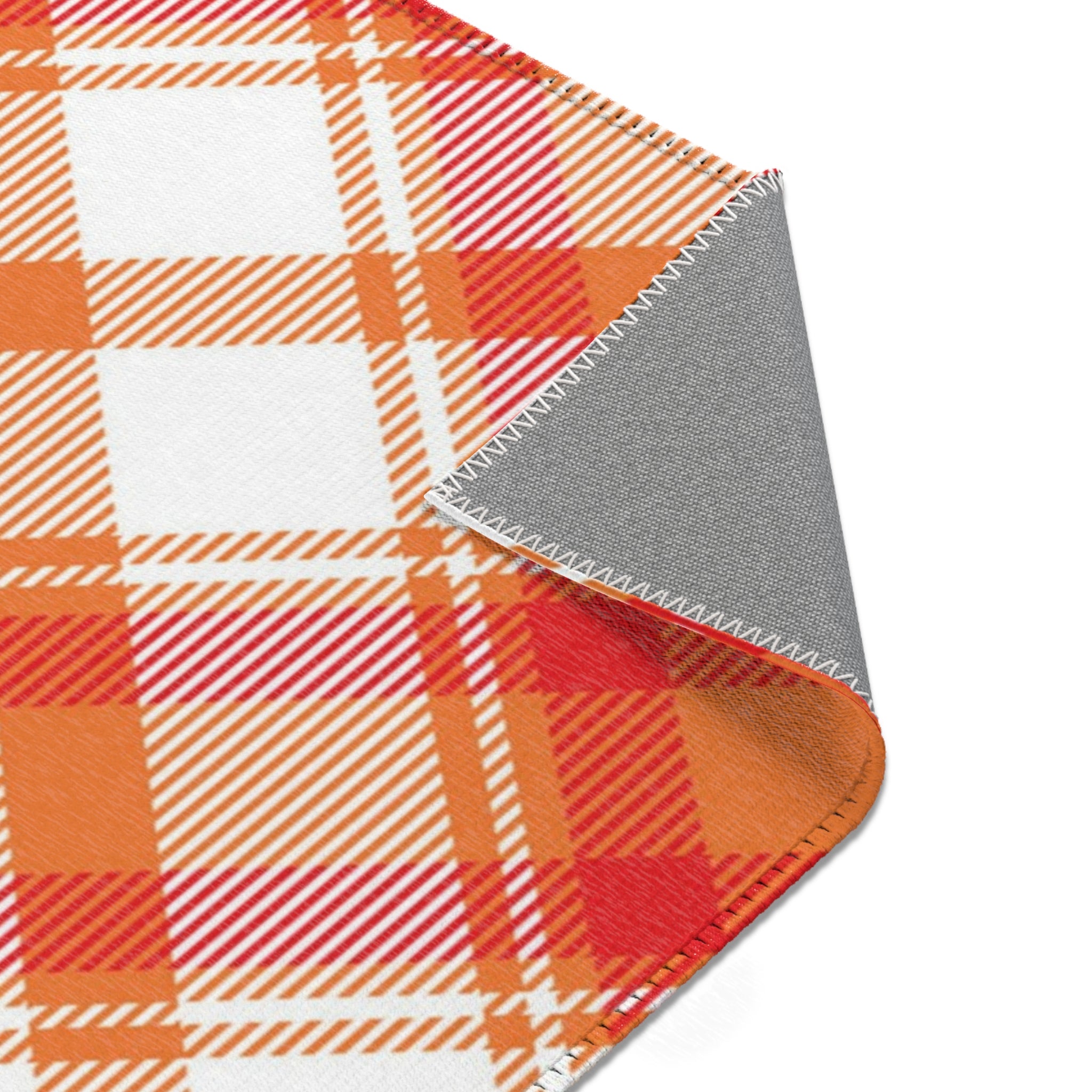 Minimalist Area Rug | Retro Plaid, Orange Red Rug