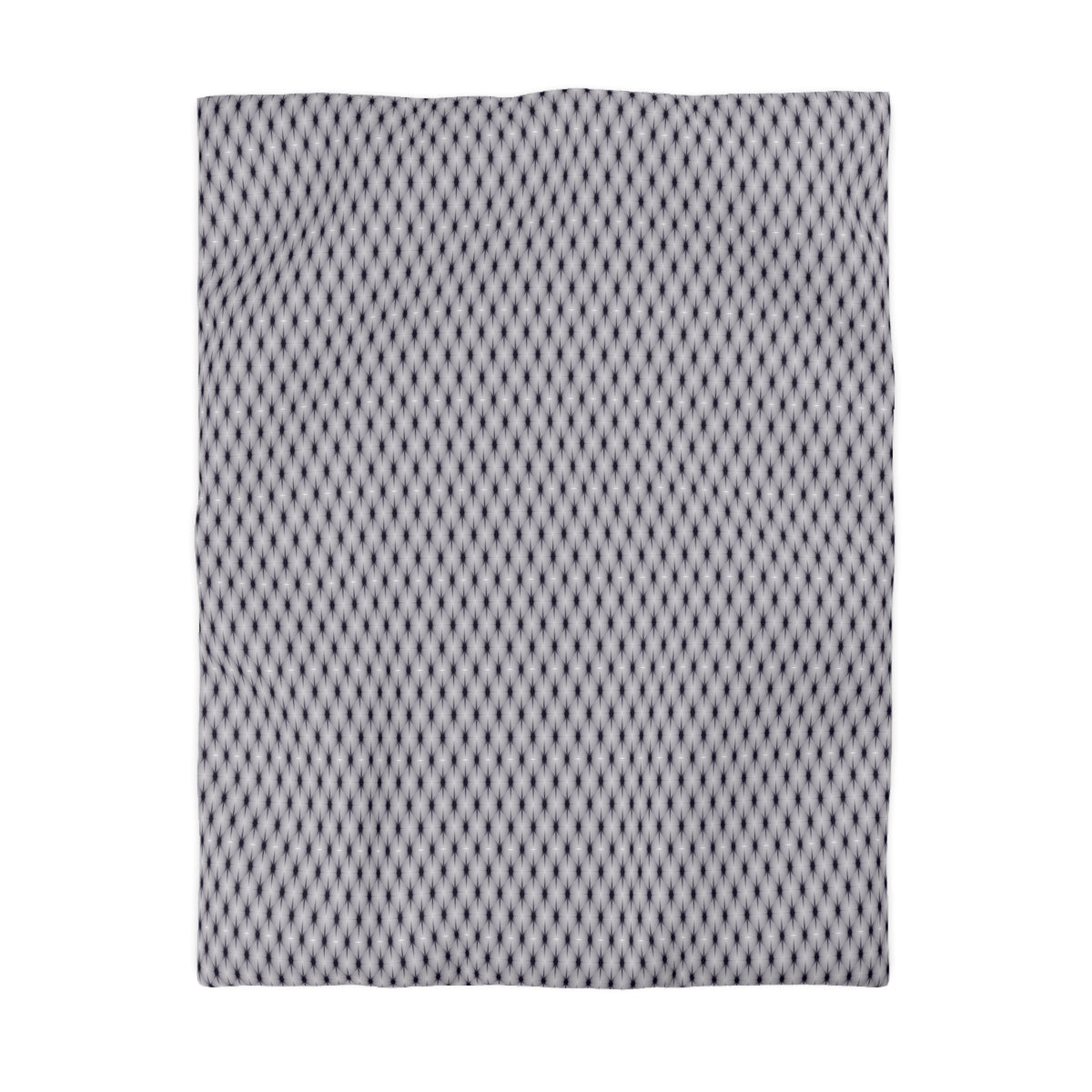 a square-shaped fabric with a repeating diamond pattern in shades of gray and white.