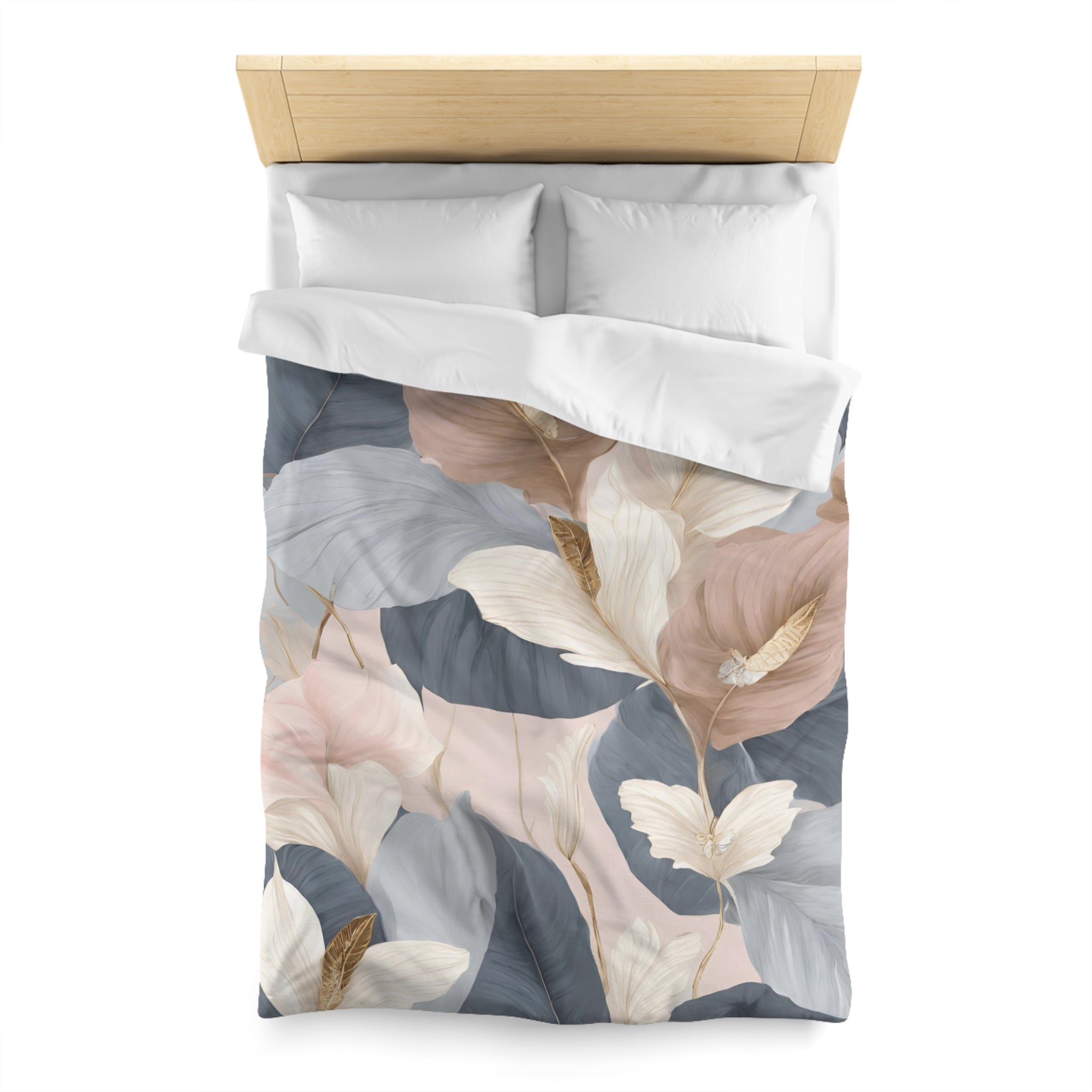 Abstract Floral Bedding Set | Blue Blush Leaves
