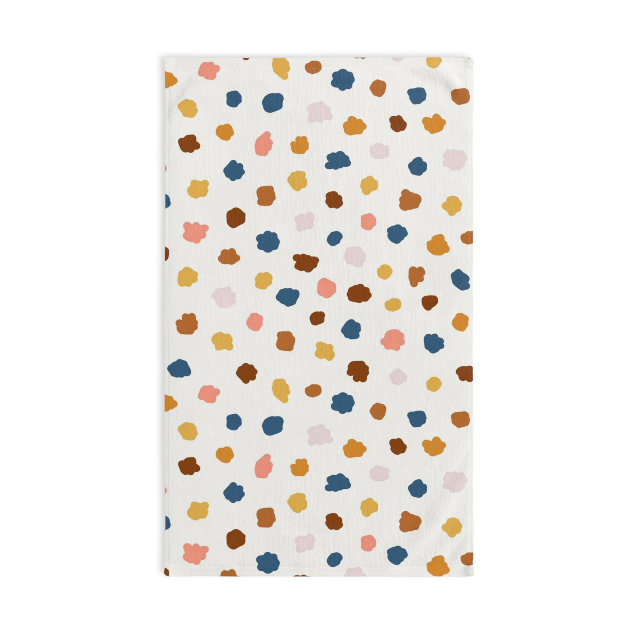 Abstract Boho Kitchen, Bath Hand Towel | Colorful Blue Rust Yellow Pink