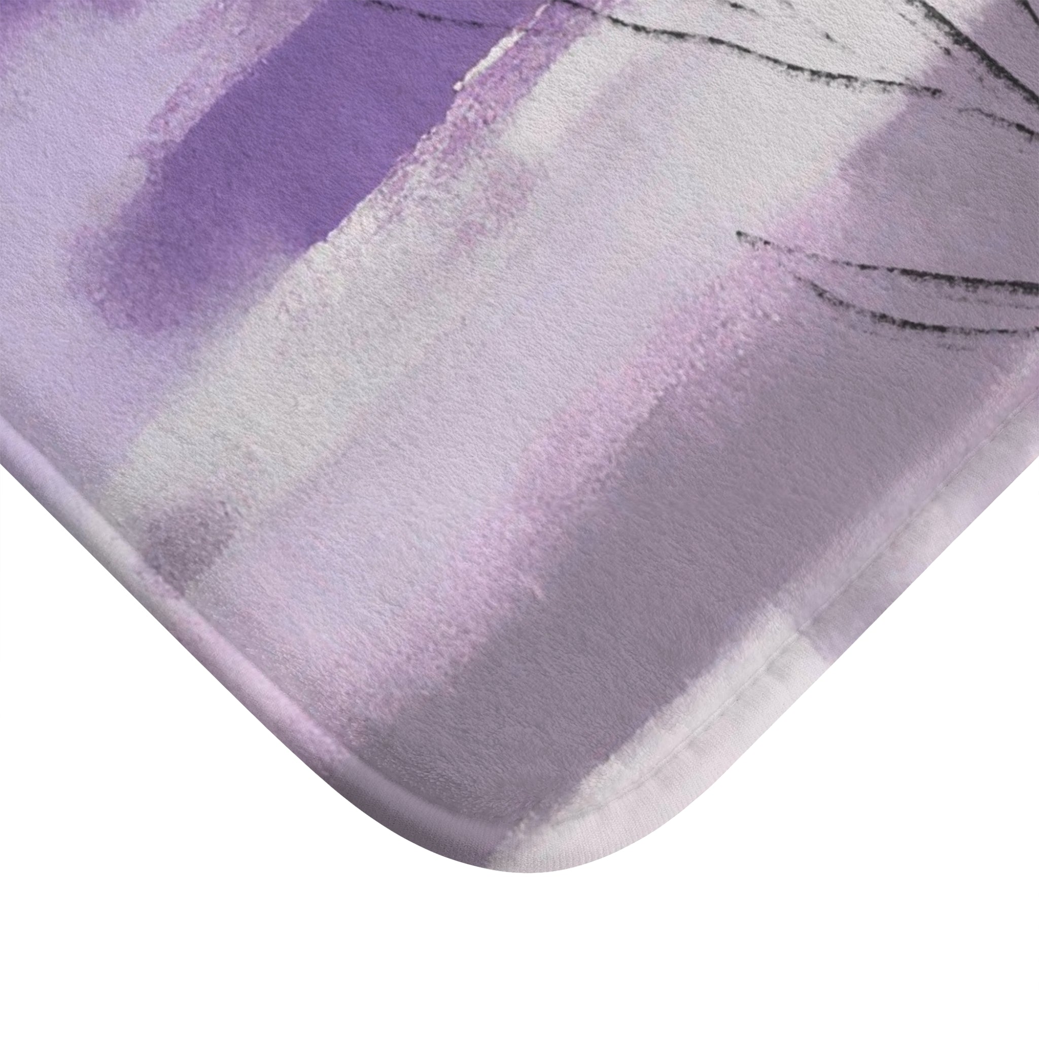 Boho Abstract Bath Mat | Lavender Lilac Purple, Black Kitchen Mat