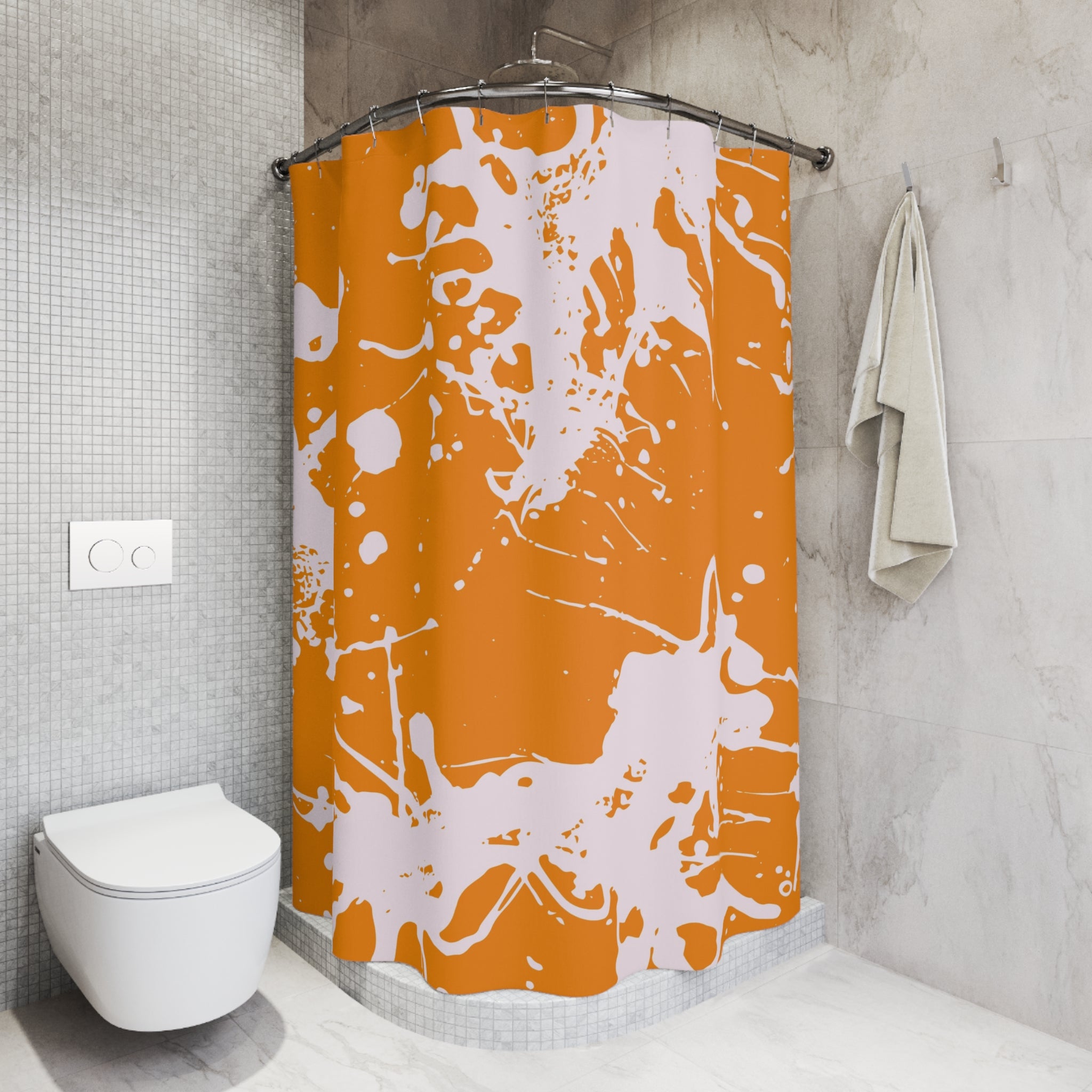 Abstract Shower Curtain | Colorful Orange Pink Ink Splash