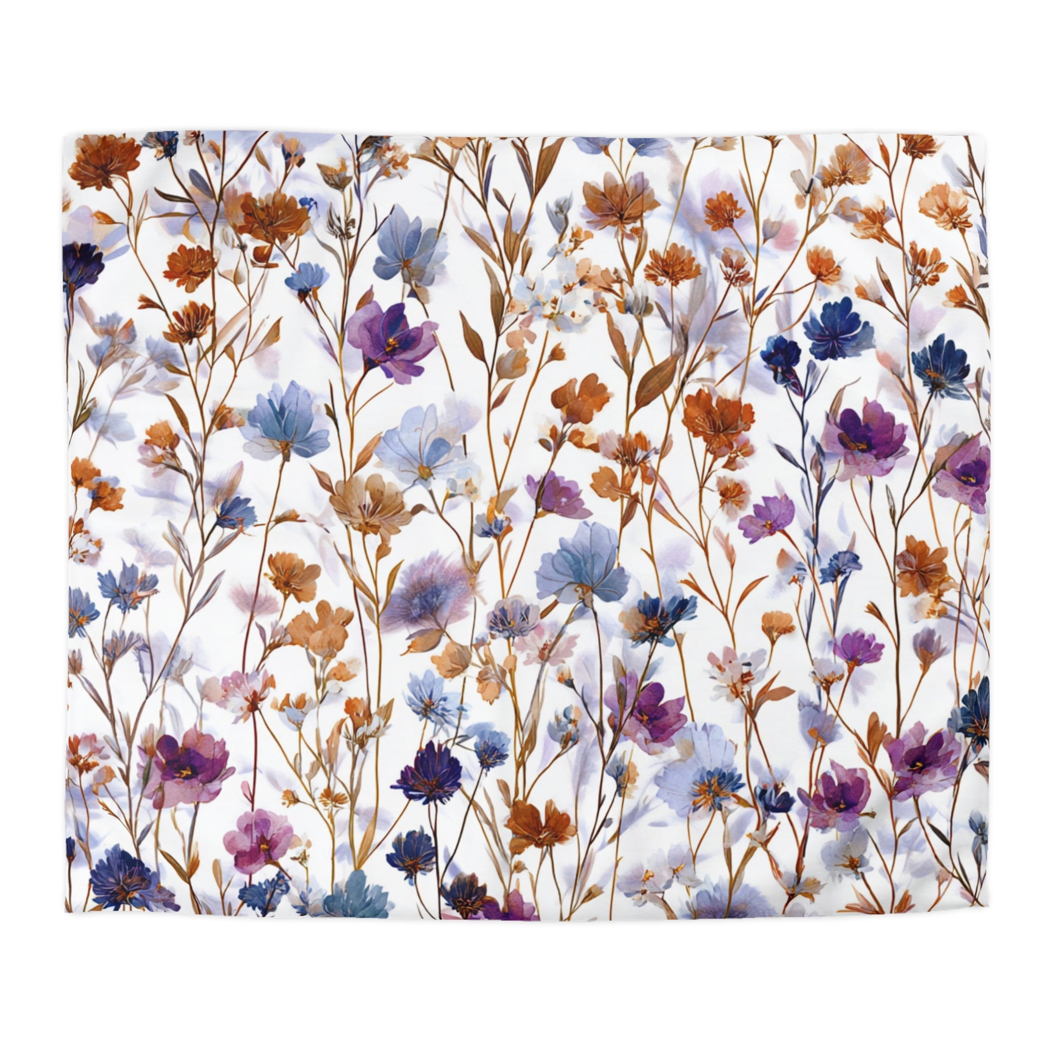 Floral Modern Duvet, Pillow Cover | White Purple Bedroom Decor
