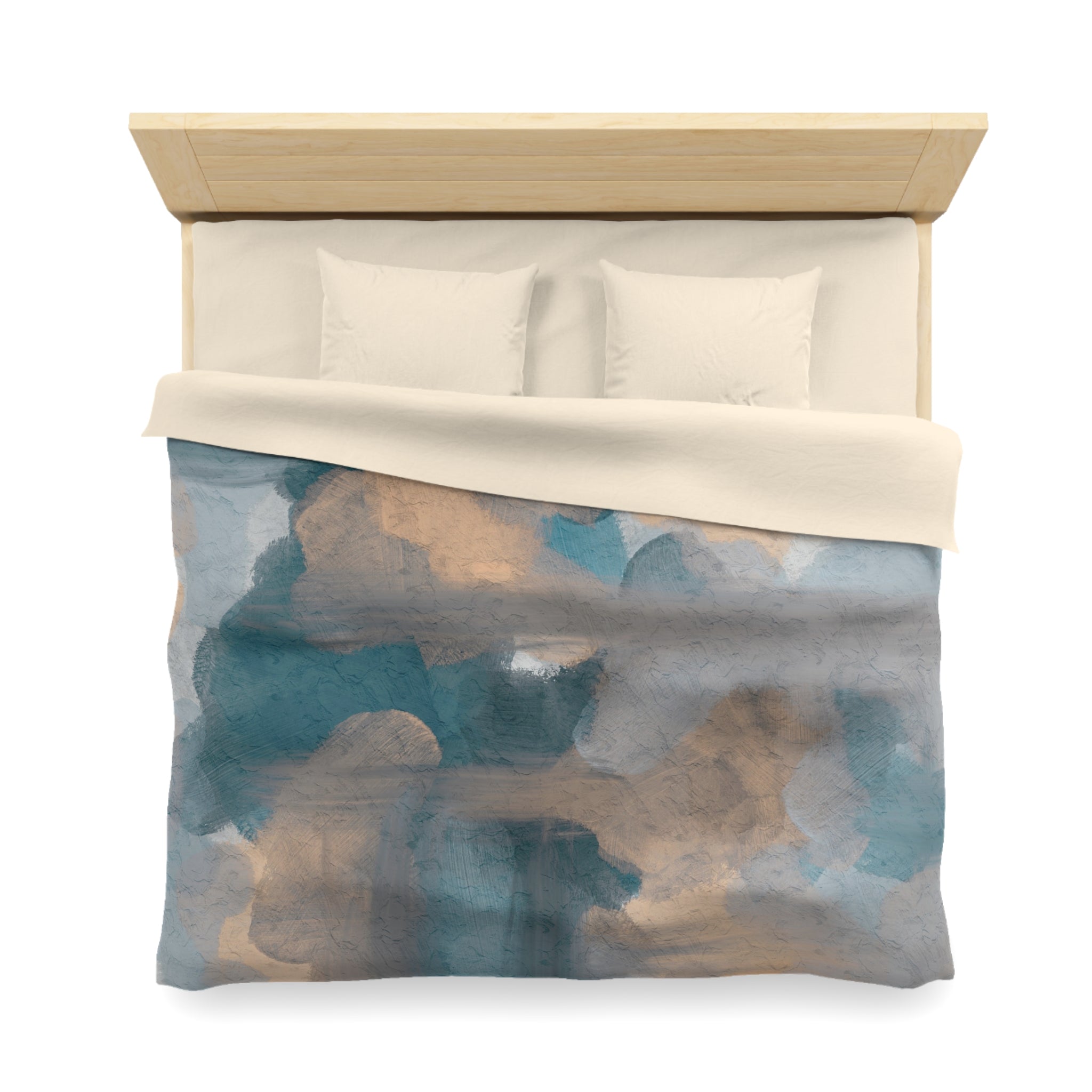 Abstract Duvet, Pillow Cover | Blue Beige Bedroom Decor