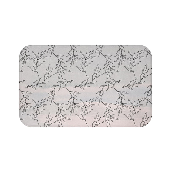 Abstract Bath, Kitchen Mat, Rug | Pastel Gray Pink One Line Art