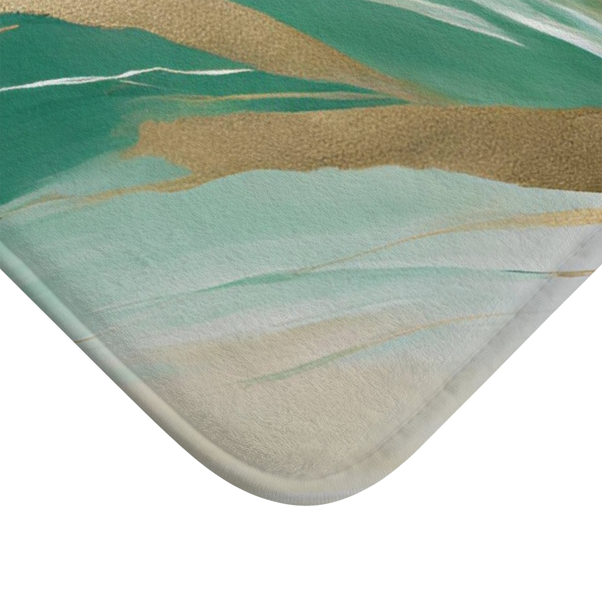 Boho Bath Mat | Sage Green, Gold Beige Abstract Kitchen Mat