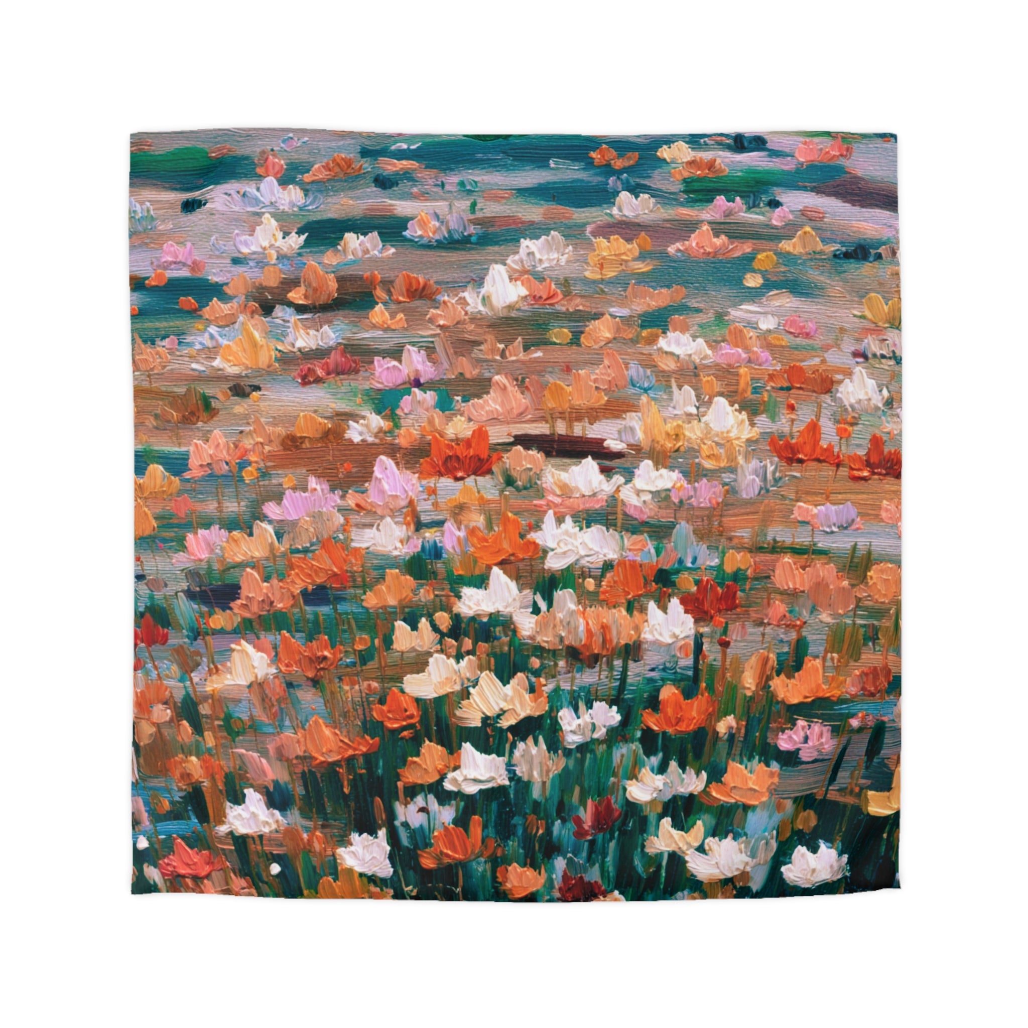Floral Duvet, Pillow Cover | Orange Green Bedroom Decor