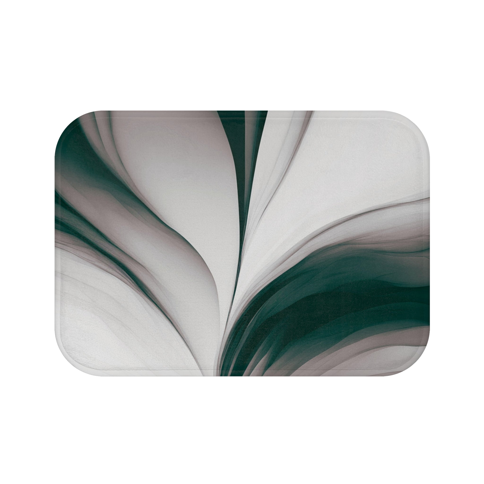 Abstract Kitchen, Bath Mat | Forest Green, Grey Watercolor